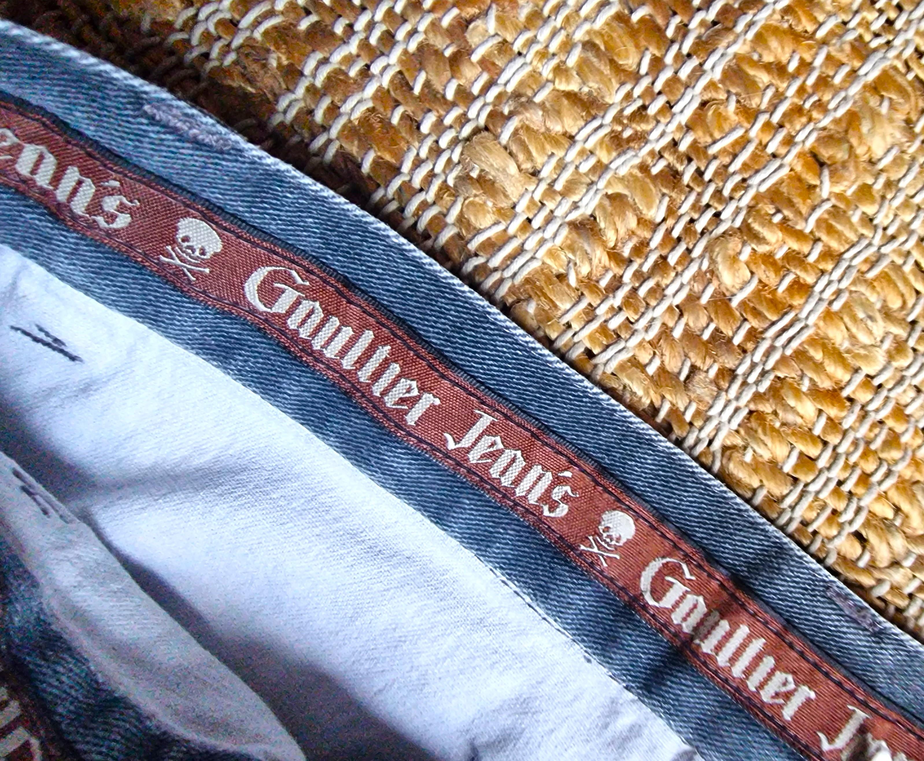 Jean Paul Gaultier Trompe L'Oeil Denim Optical Illusion Small XS Jeans Pants In Excellent Condition For Sale In PARIS, FR