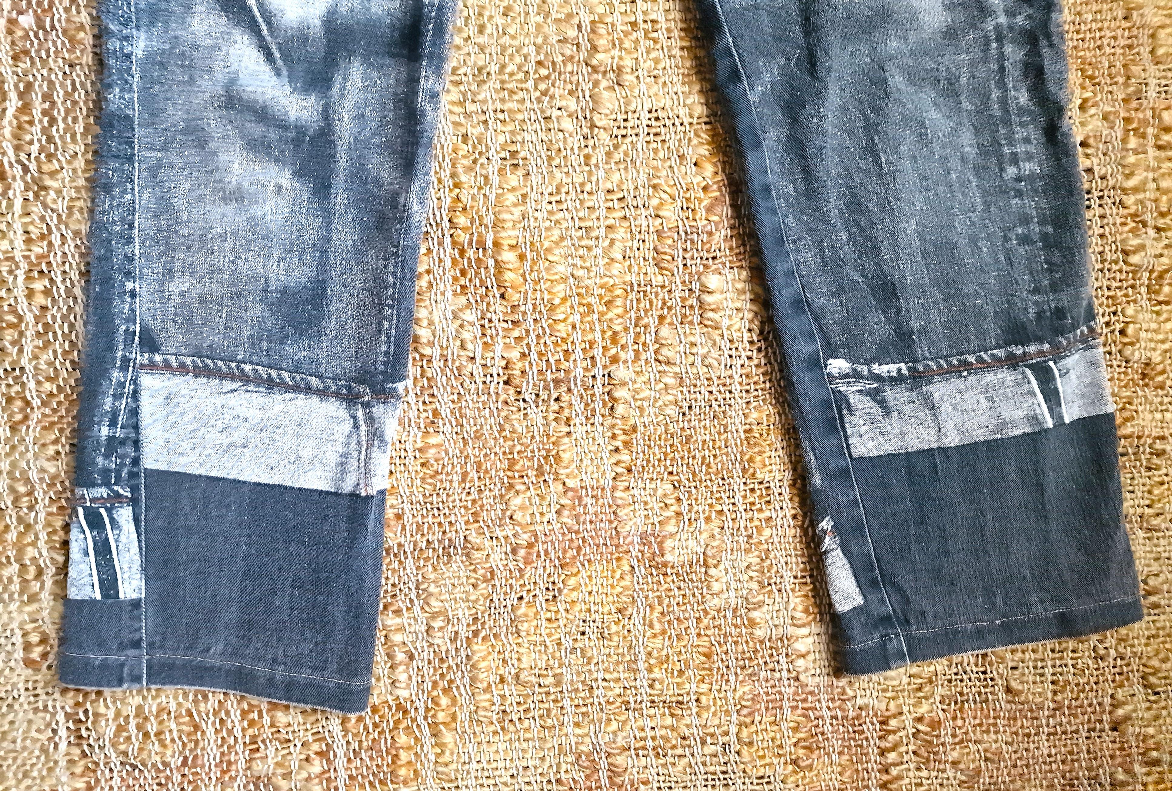 Jean Paul Gaultier Trompe L'Oeil Denim Optical Illusion Small XS Jeans Pants For Sale 3