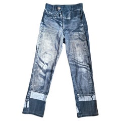 Retro Jean Paul Gaultier Trompe L'Oeil Denim Optical Illusion Small XS Jeans Pants