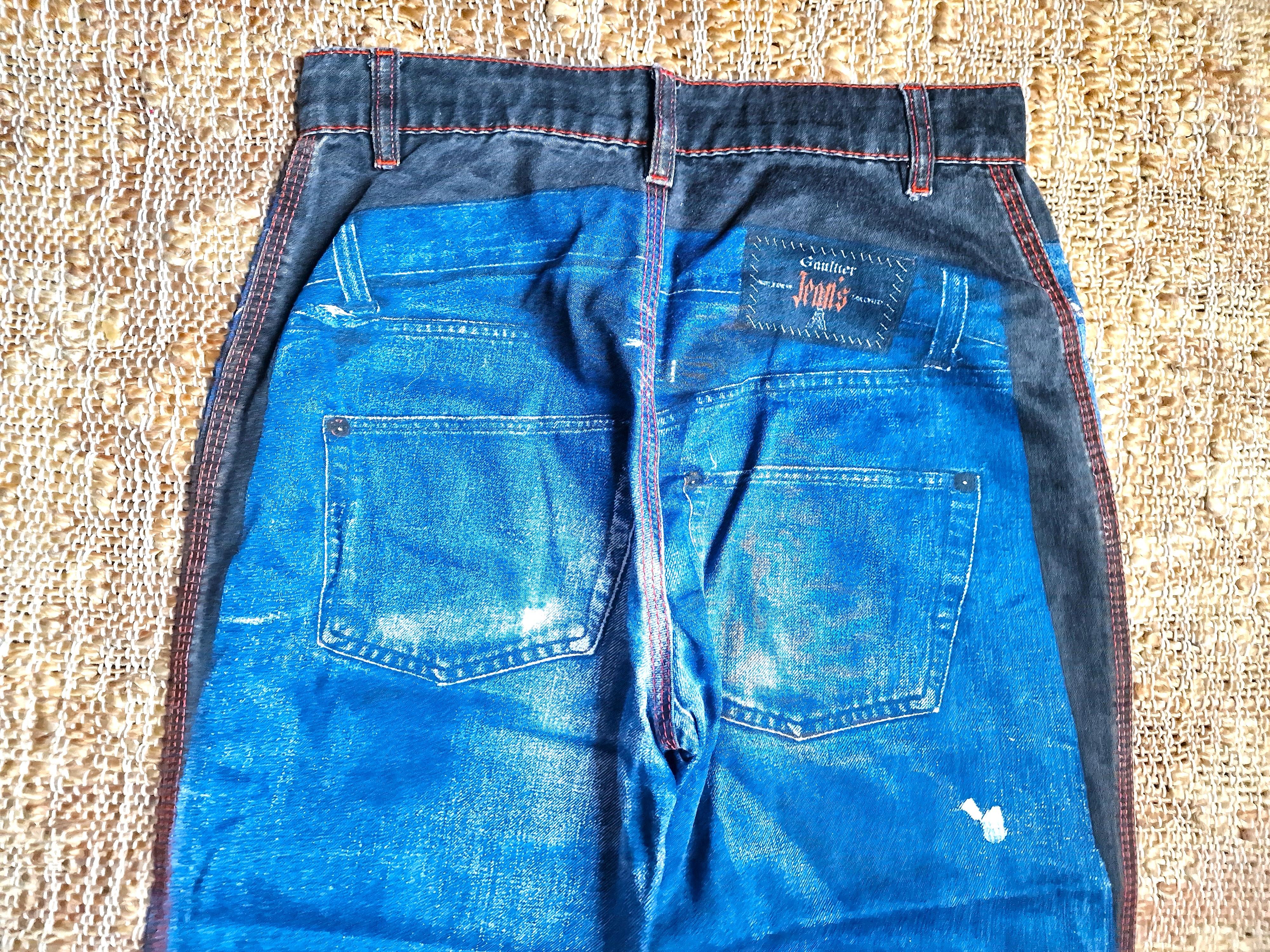 Jean Paul Gaultier Trompe L'Oeil Denim Optical Illusion Vintage Jeans Pants For Sale 5