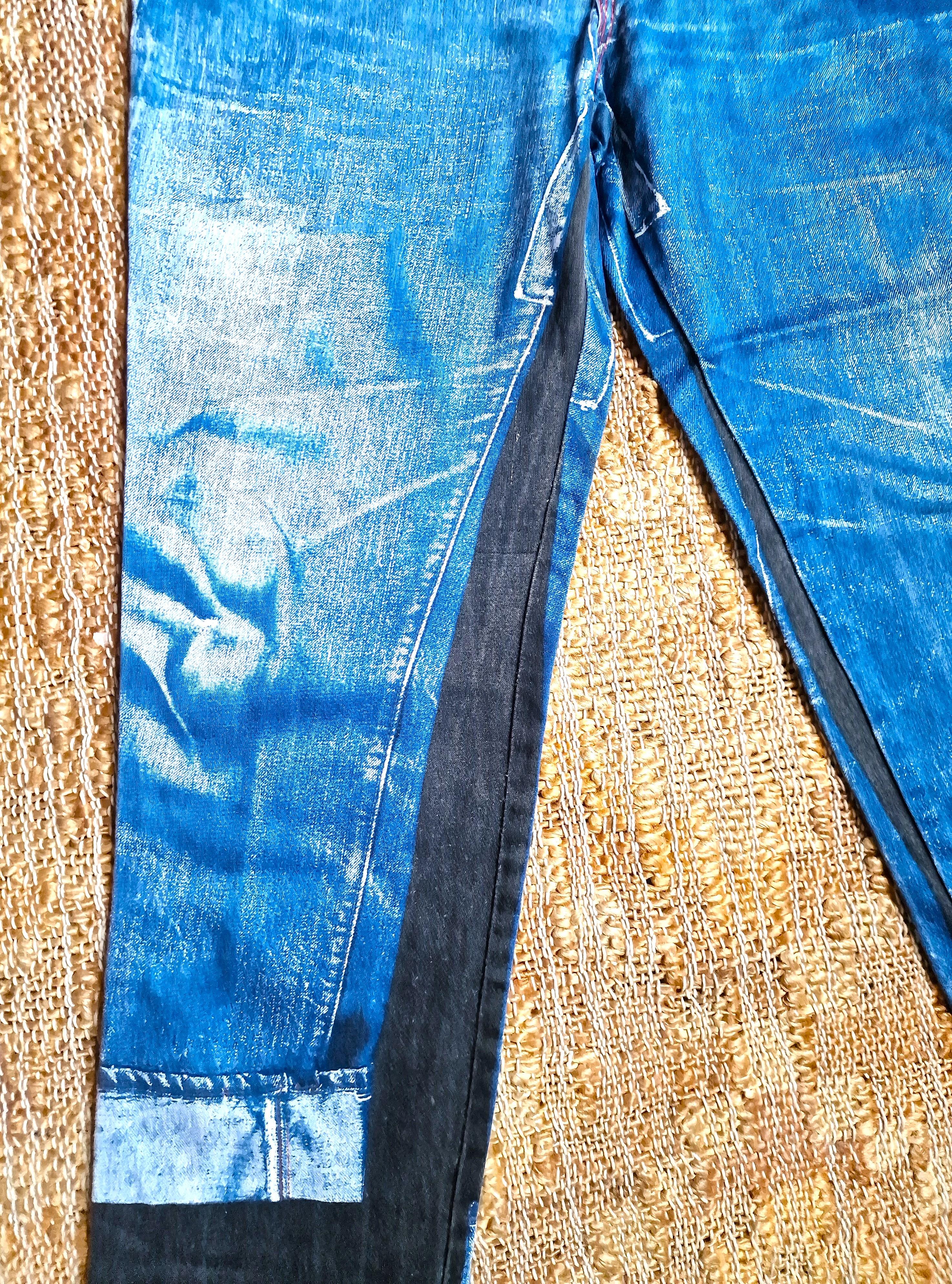 Jean Paul Gaultier Denim Trompe L'Oeil Optical Illusion Vintage Jeans Pants en vente 1