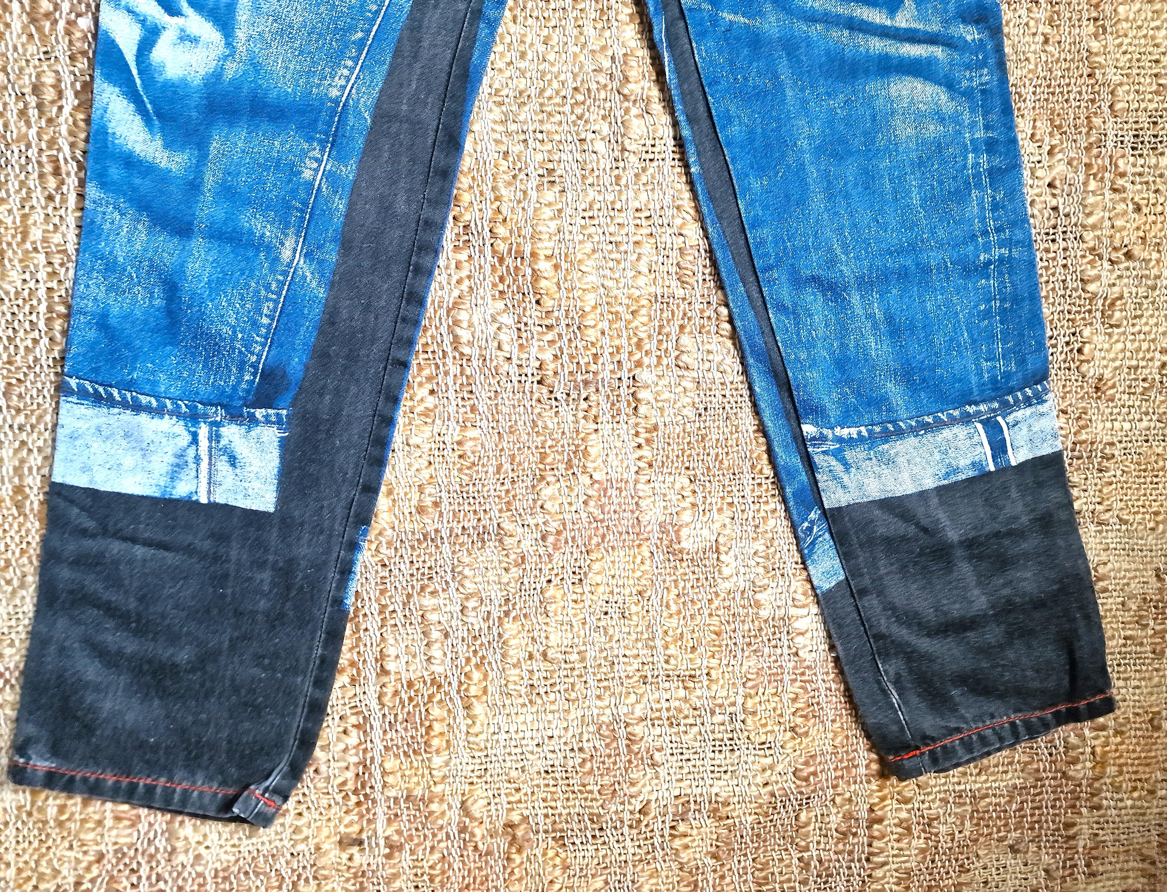 Jean Paul Gaultier Denim Trompe L'Oeil Optical Illusion Vintage Jeans Pants en vente 2