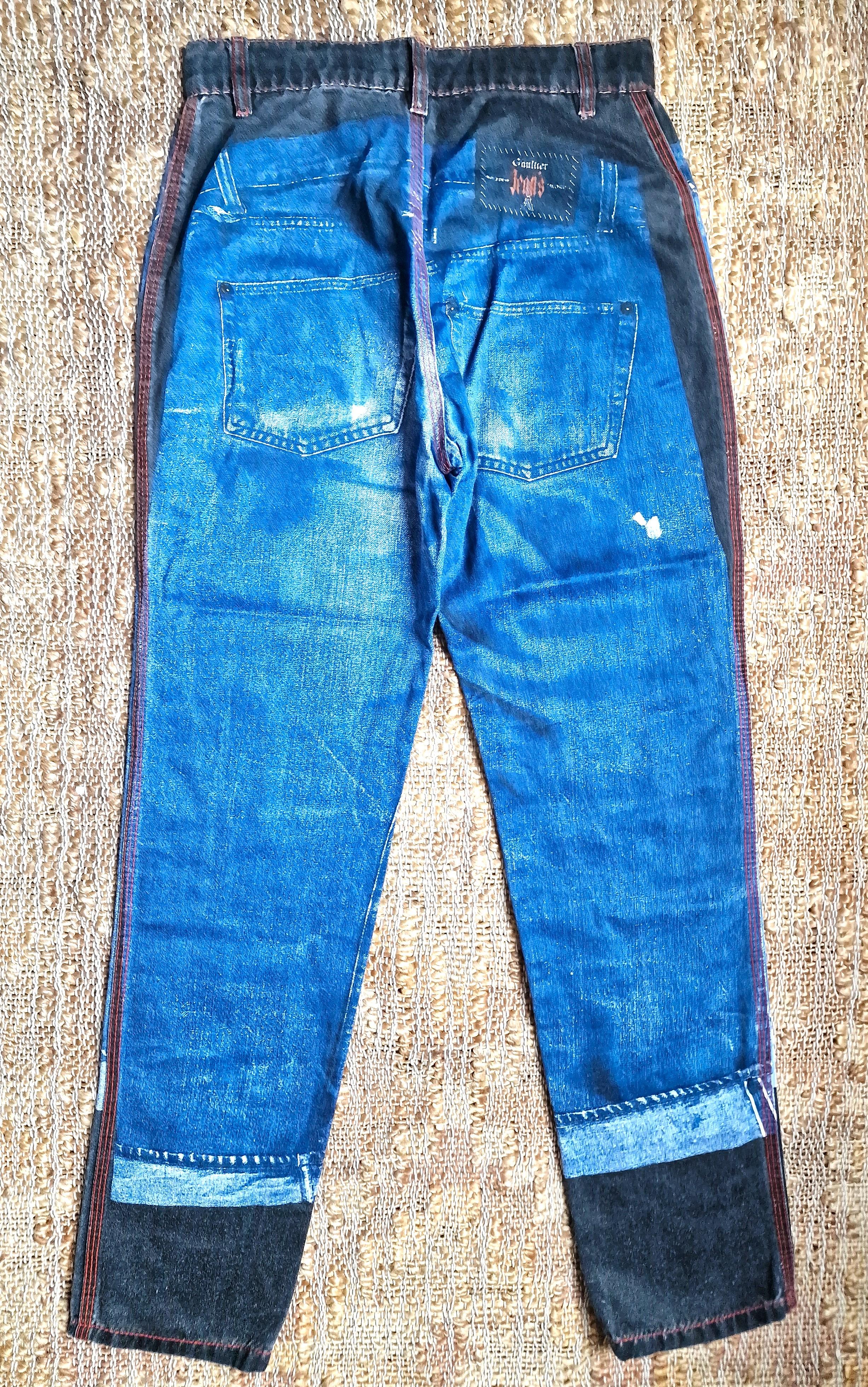 Jean Paul Gaultier Denim Trompe L'Oeil Optical Illusion Vintage Jeans Pants en vente 3