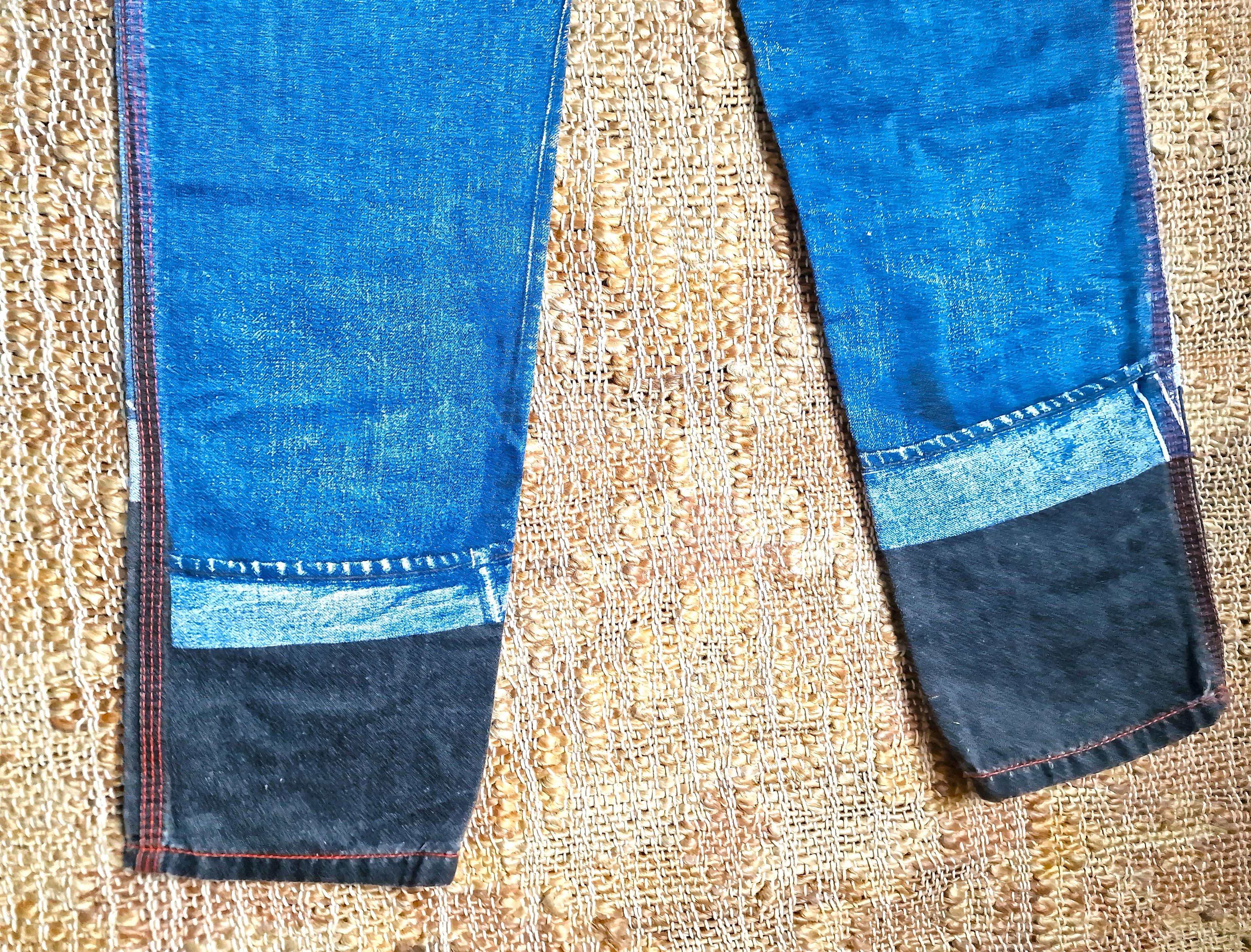 Jean Paul Gaultier Denim Trompe L'Oeil Optical Illusion Vintage Jeans Pants en vente 4