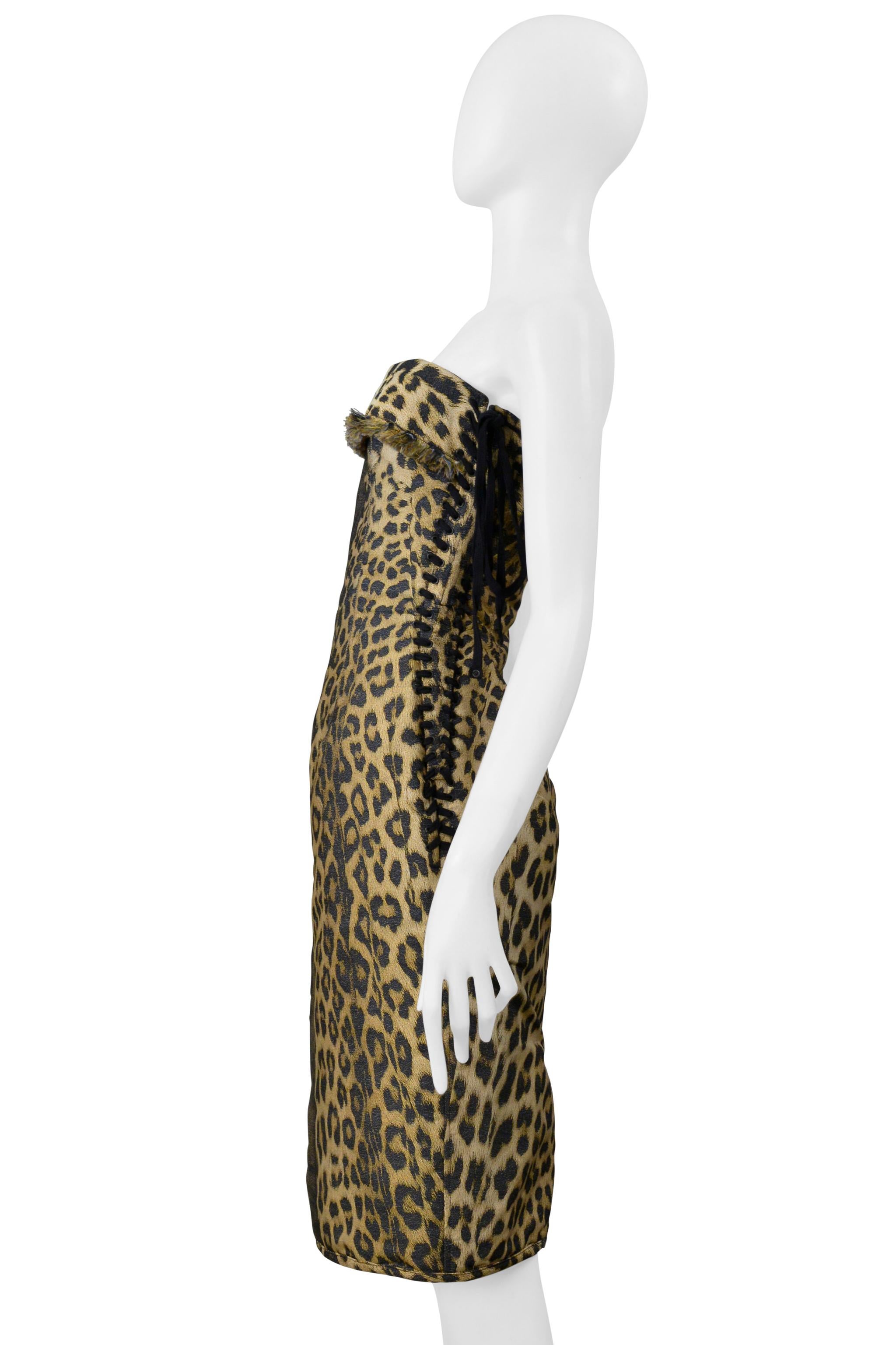 Jean Paul Gaultier Trompe L'Oeil Leopard Print Kleid und Korsett Schnürung 2004 im Zustand „Hervorragend“ im Angebot in Los Angeles, CA