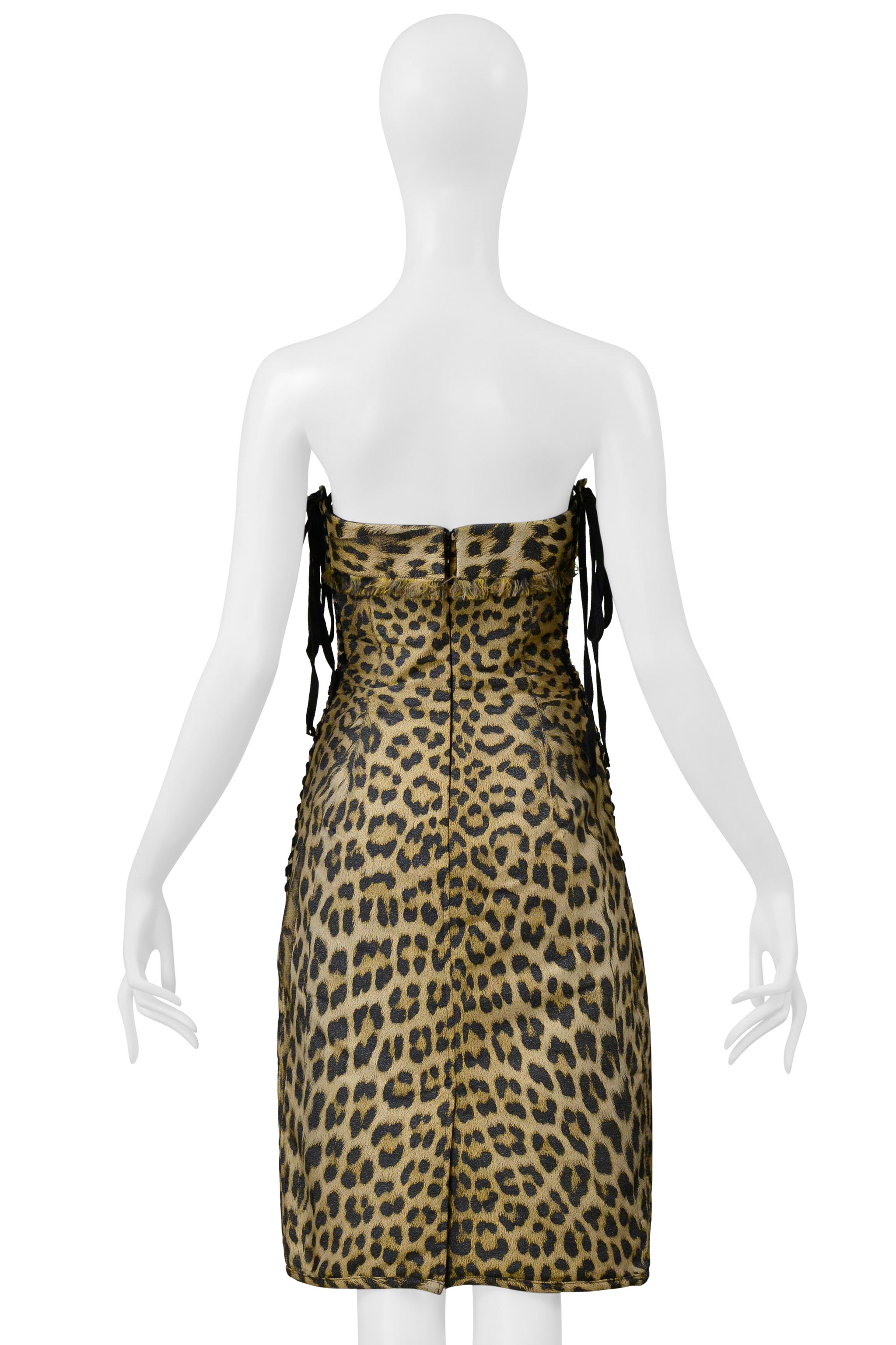 Jean Paul Gaultier Trompe L'Oeil Leopard Print Kleid und Korsett Schnürung 2004 Damen im Angebot