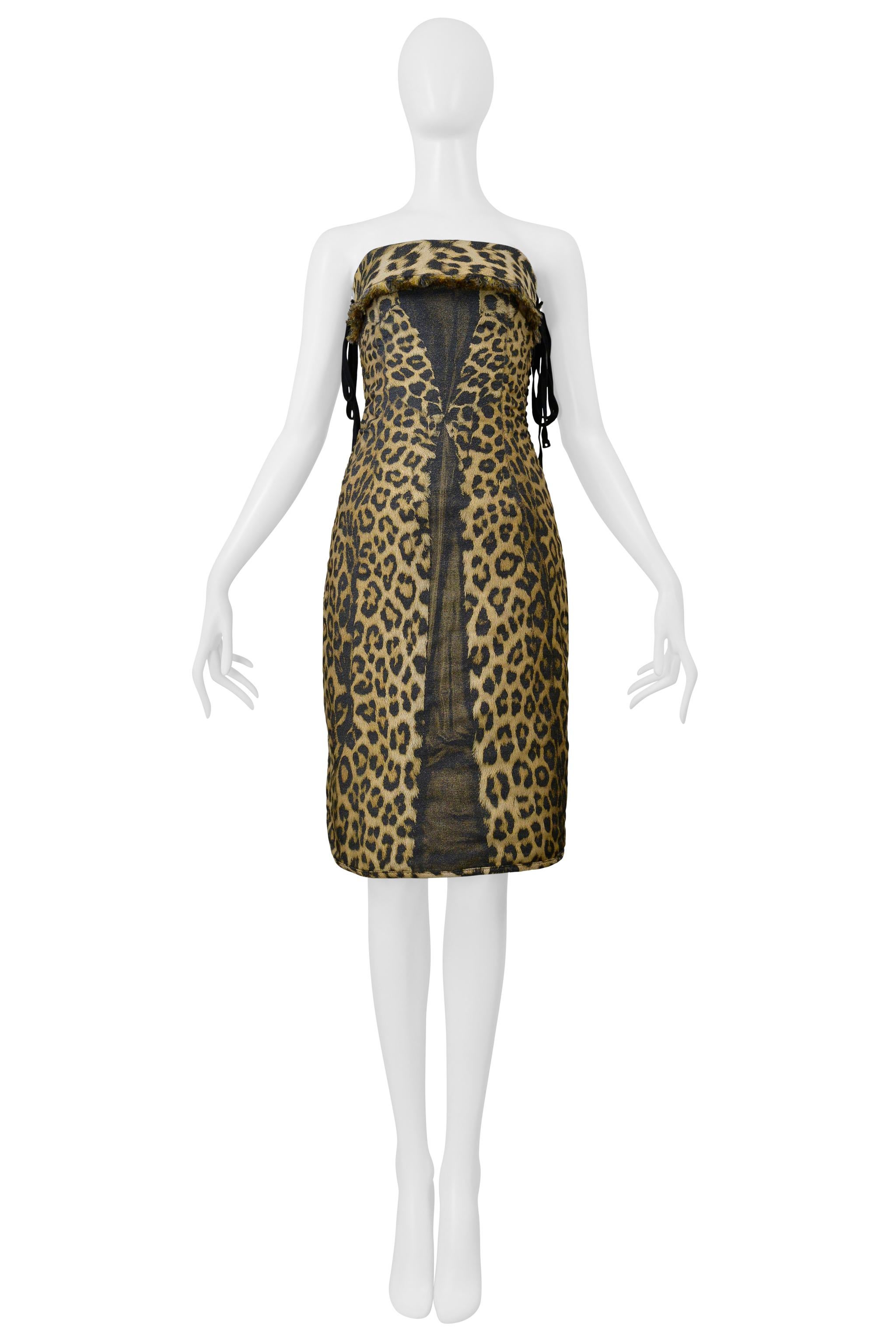 Jean Paul Gaultier Trompe L'Oeil Leopard Print Kleid und Korsett Schnürung 2004 im Angebot 2