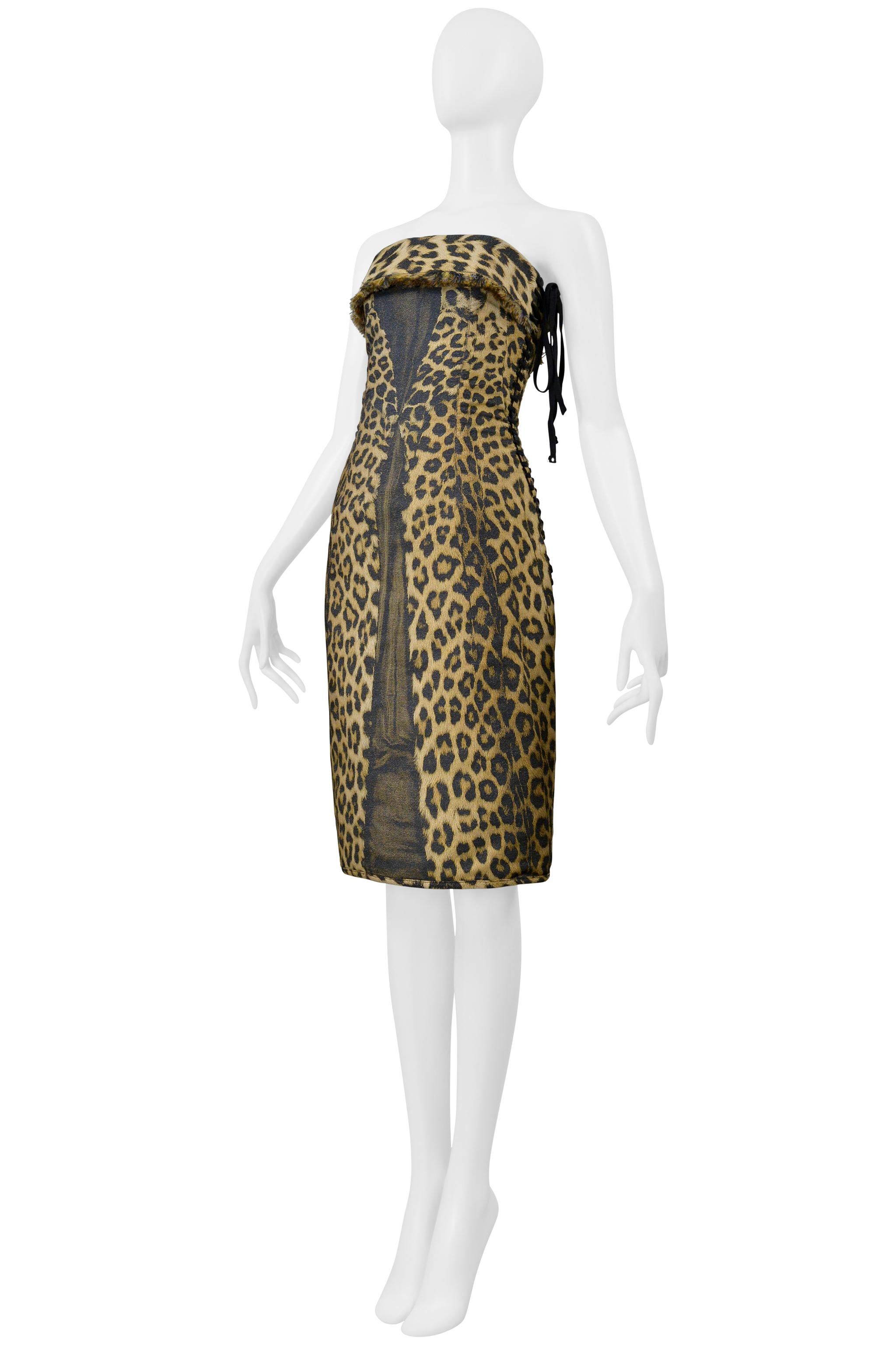 Jean Paul Gaultier Trompe L'Oeil Leopard Print Kleid und Korsett Schnürung 2004 im Angebot 3