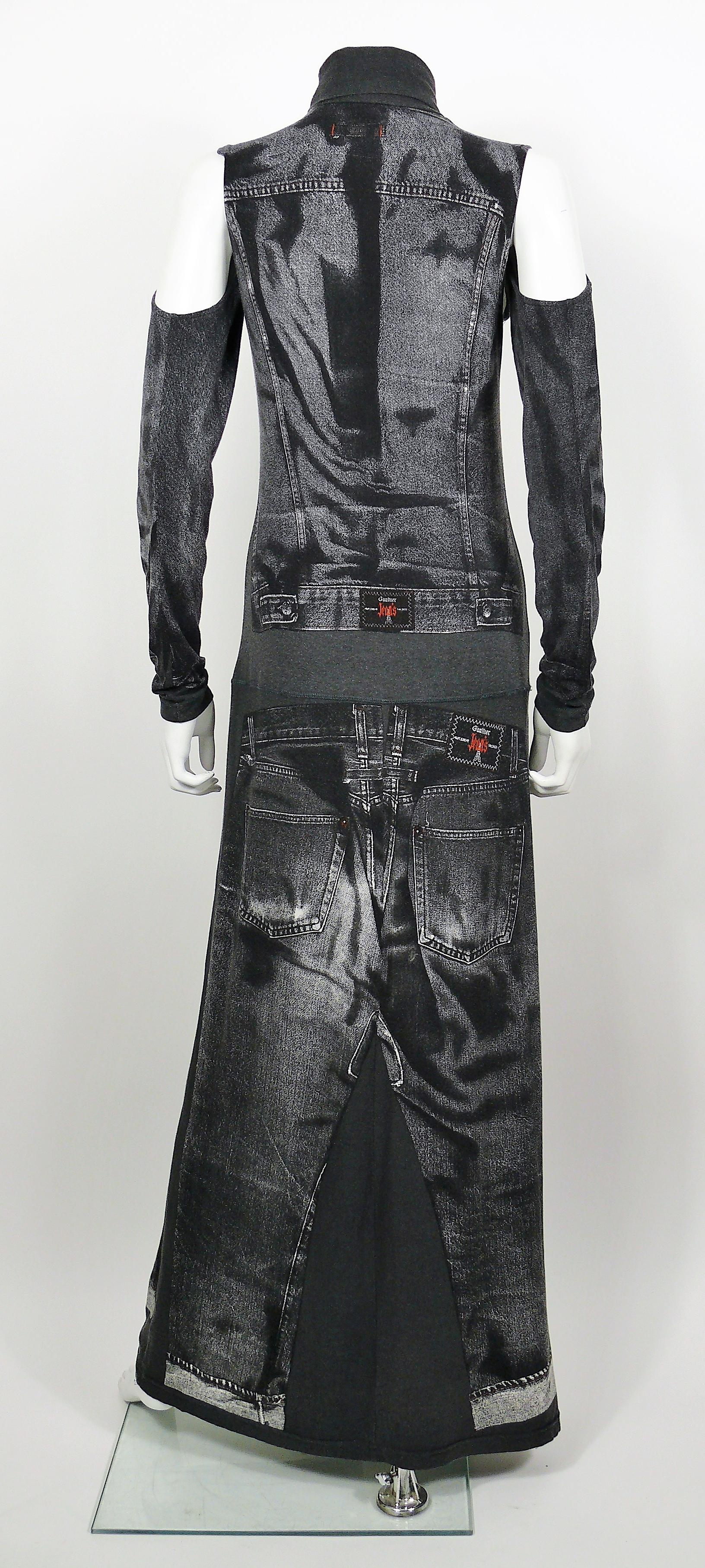 Black Jean Paul Gaultier Trompe L'oeil Maxi Dress with Detachable Sleeves