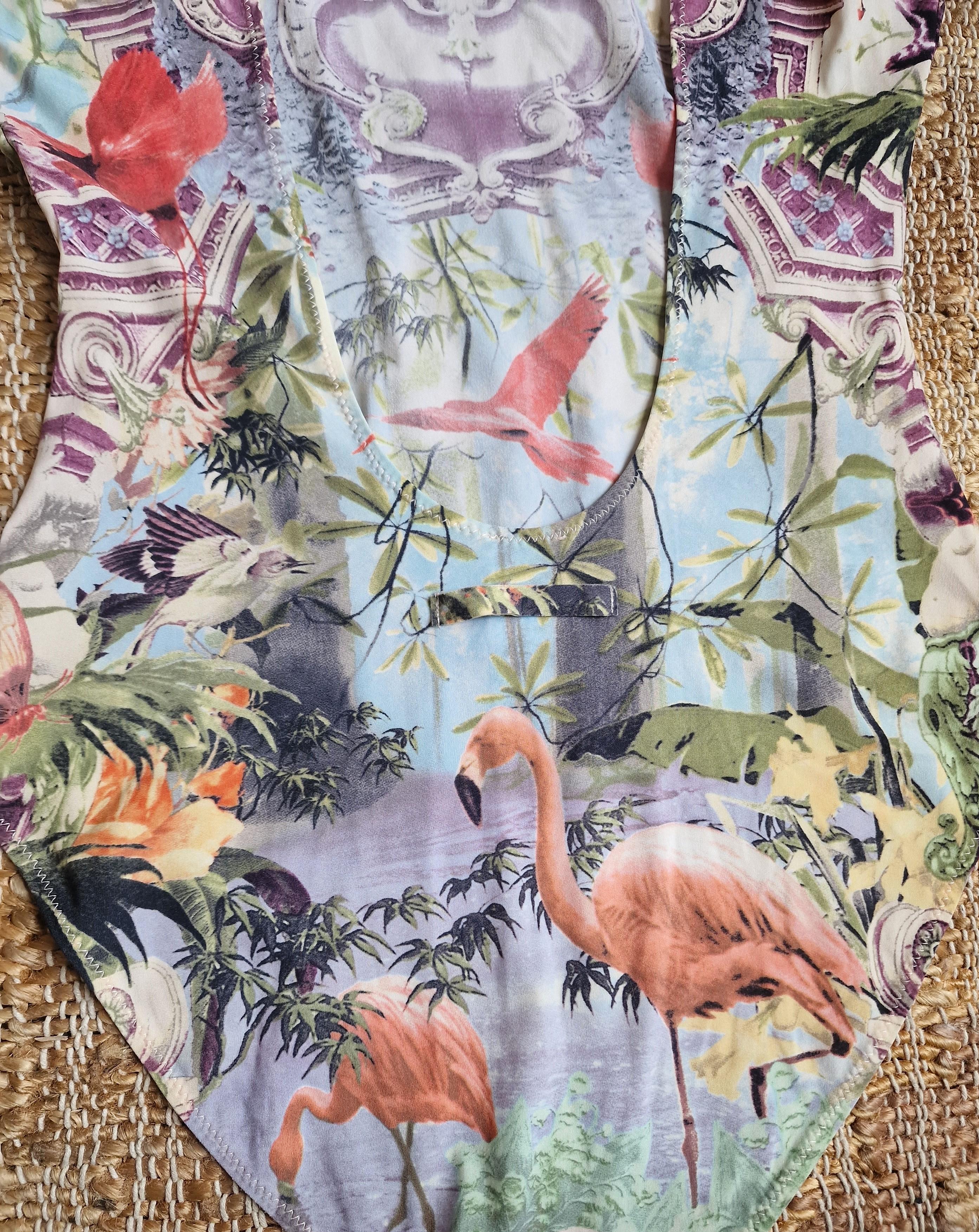 Jean Paul Gaultier Tropical Bella Hadid Flamingo Bikini One Piece Body Swimsuit For Sale 7