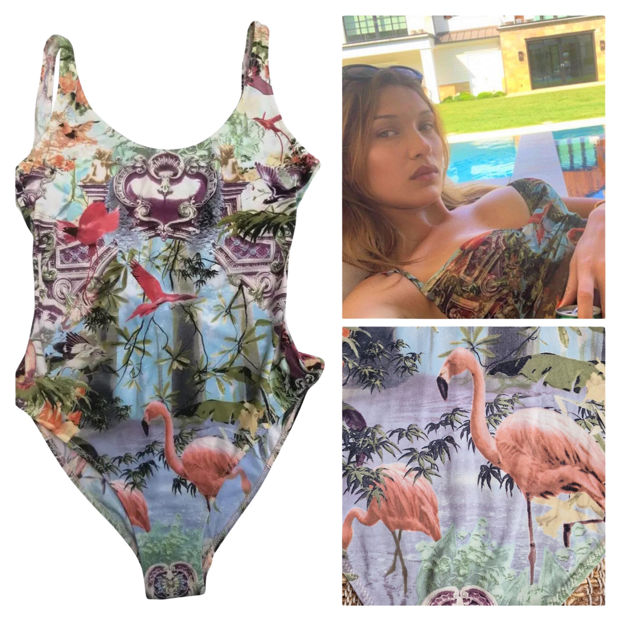 Jean Paul Gaultier Tropical Bella Hadid Flamingo Bikini One Piece Body Swimsuit For Sale
