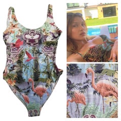 Jean Paul Gaultier Tropischer Bella Hadid Flamingo Bikini-Body-Badeanzug, einteilig, Bella Hadid