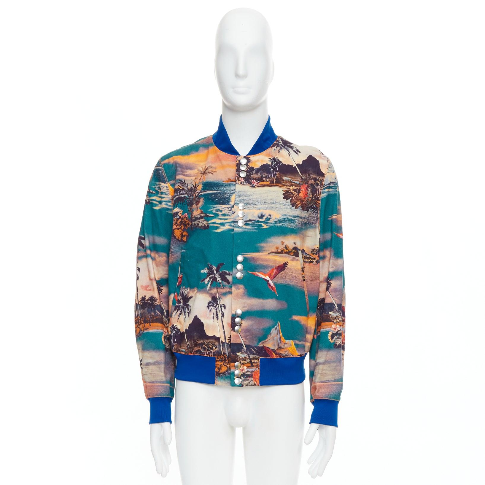 JEAN PAUL GAULTIER Tropical print blue cotton blend bomber jacket FR48 M 5