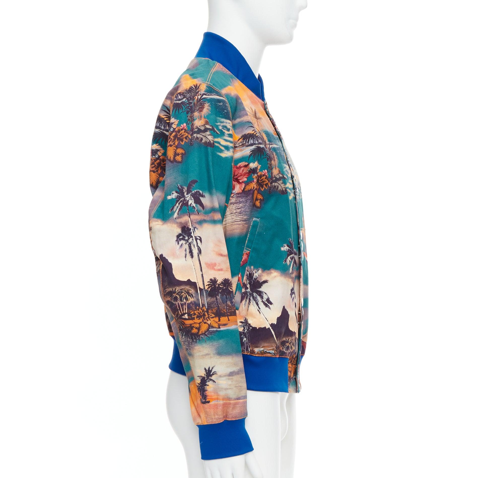 Men's JEAN PAUL GAULTIER Tropical print blue cotton blend bomber jacket FR48 M