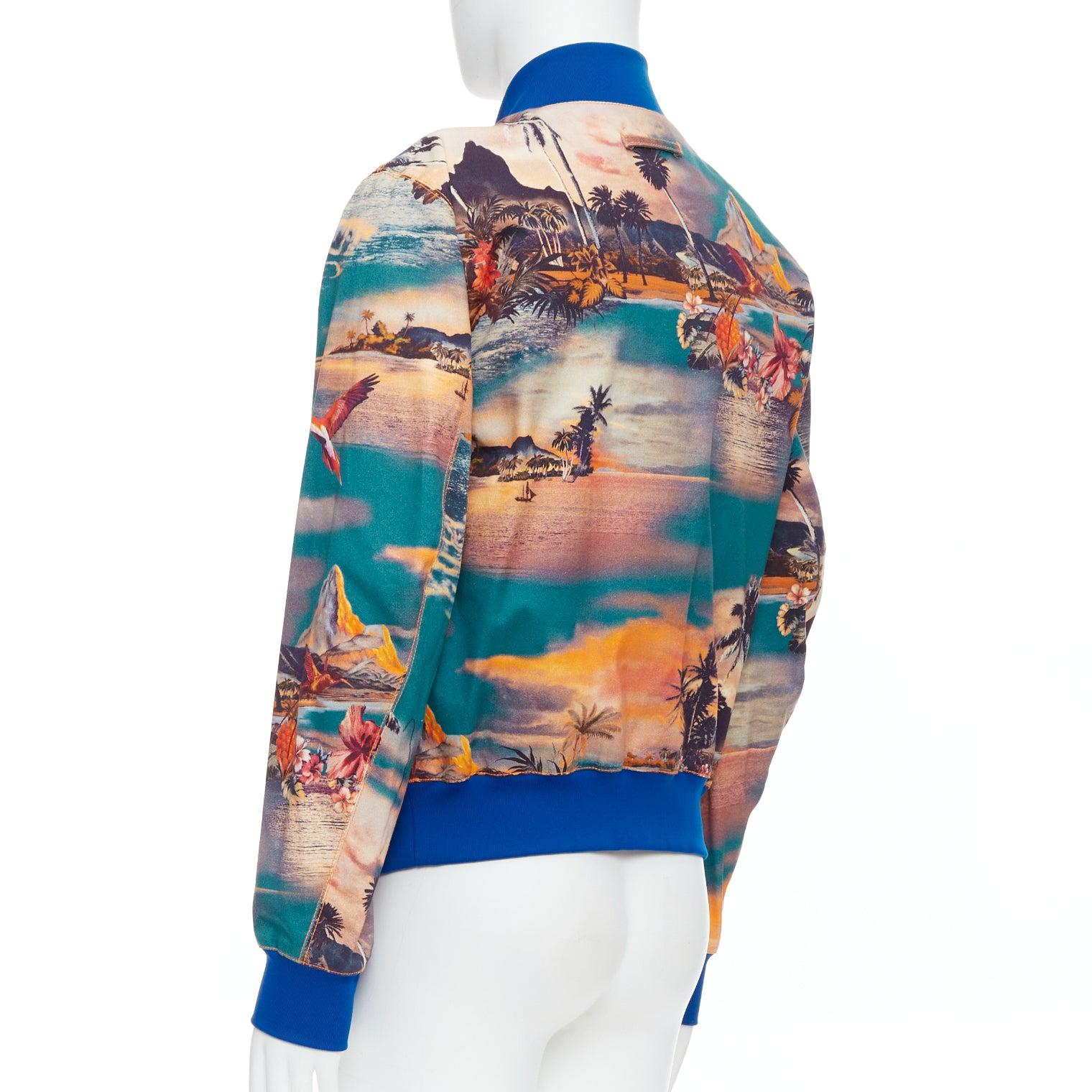 JEAN PAUL GAULTIER Tropical print blue cotton blend bomber jacket FR48 M 2