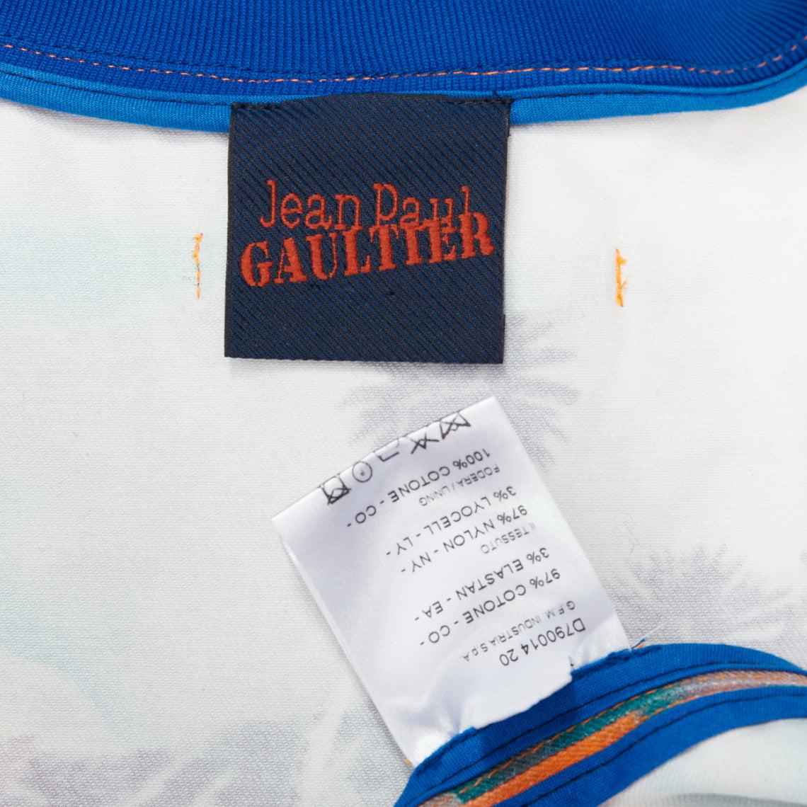 JEAN PAUL GAULTIER Tropical print blue cotton blend bomber jacket FR48 M 4