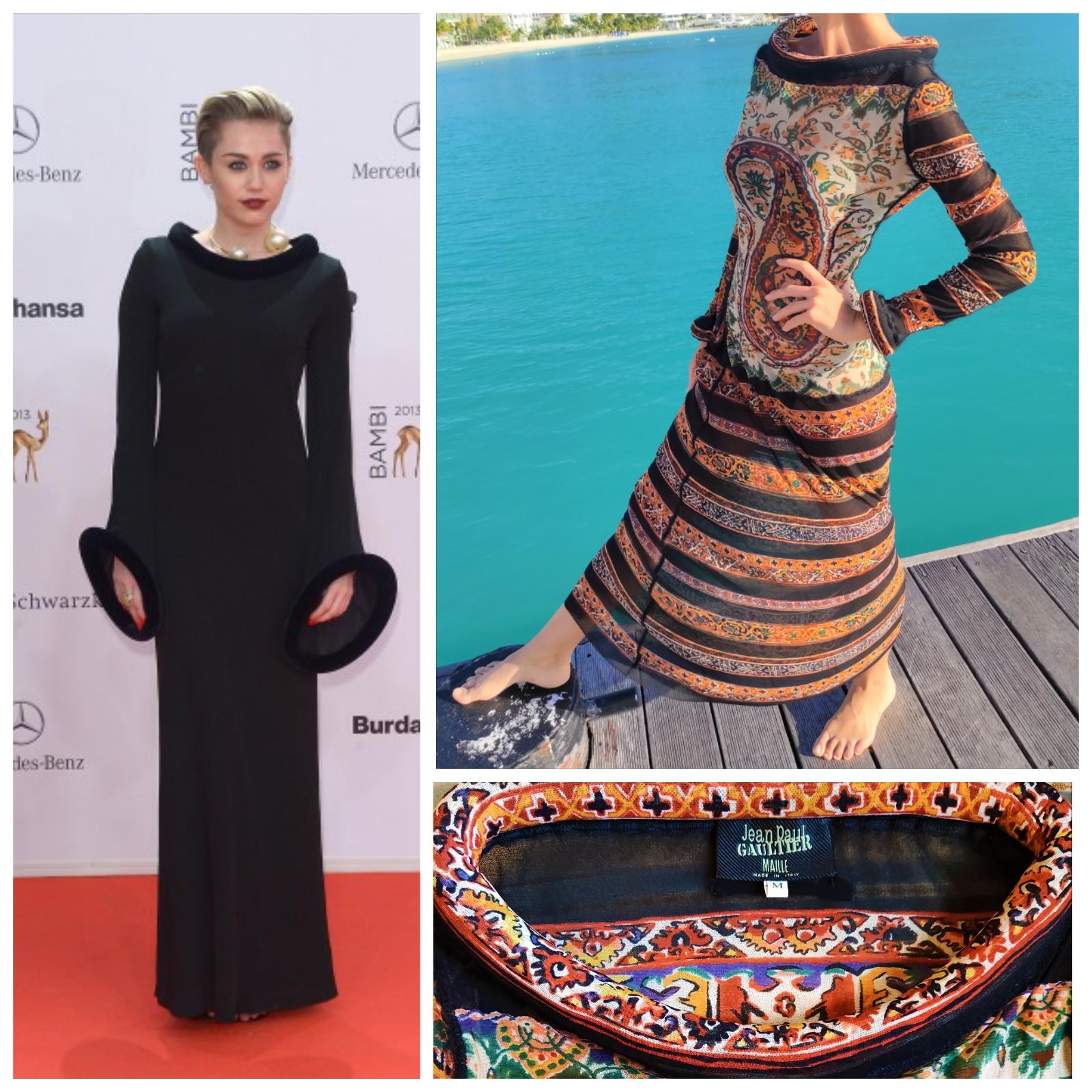¡Vestido de malla con cuello de tubo de Jean Paul Gaultier!
¡De la colección Otoño-Invierno 1999!

¡Muy buen estado!
Transparente.
¡Cuello y muñecas de tubo!
¡Pieza de pasarela!

Miley Cyrus lució un vestido similar de la misma colección en la