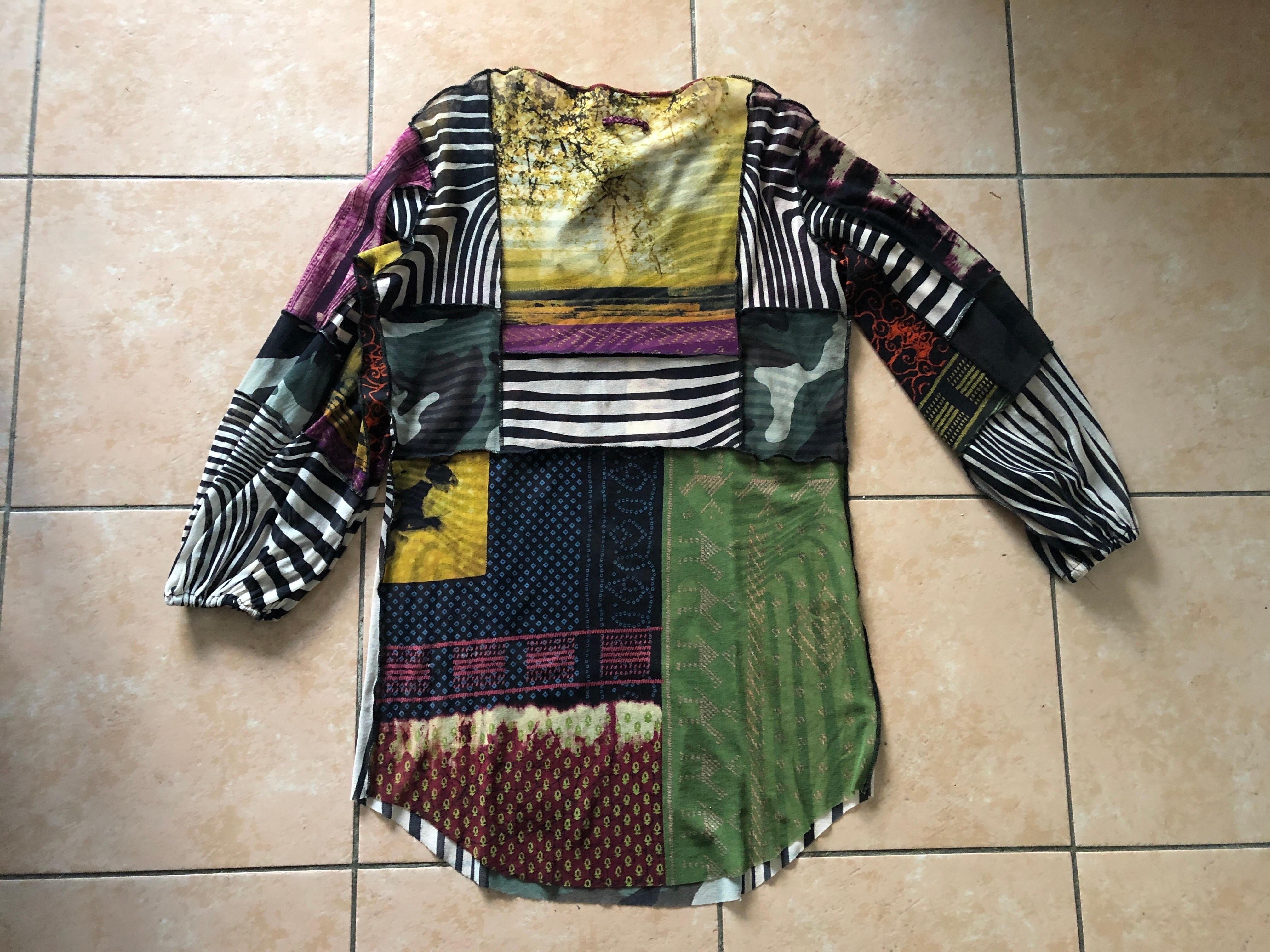 JEAN PAUL GAULTIER Tunique patchwork motif cyber dot Pour femmes en vente