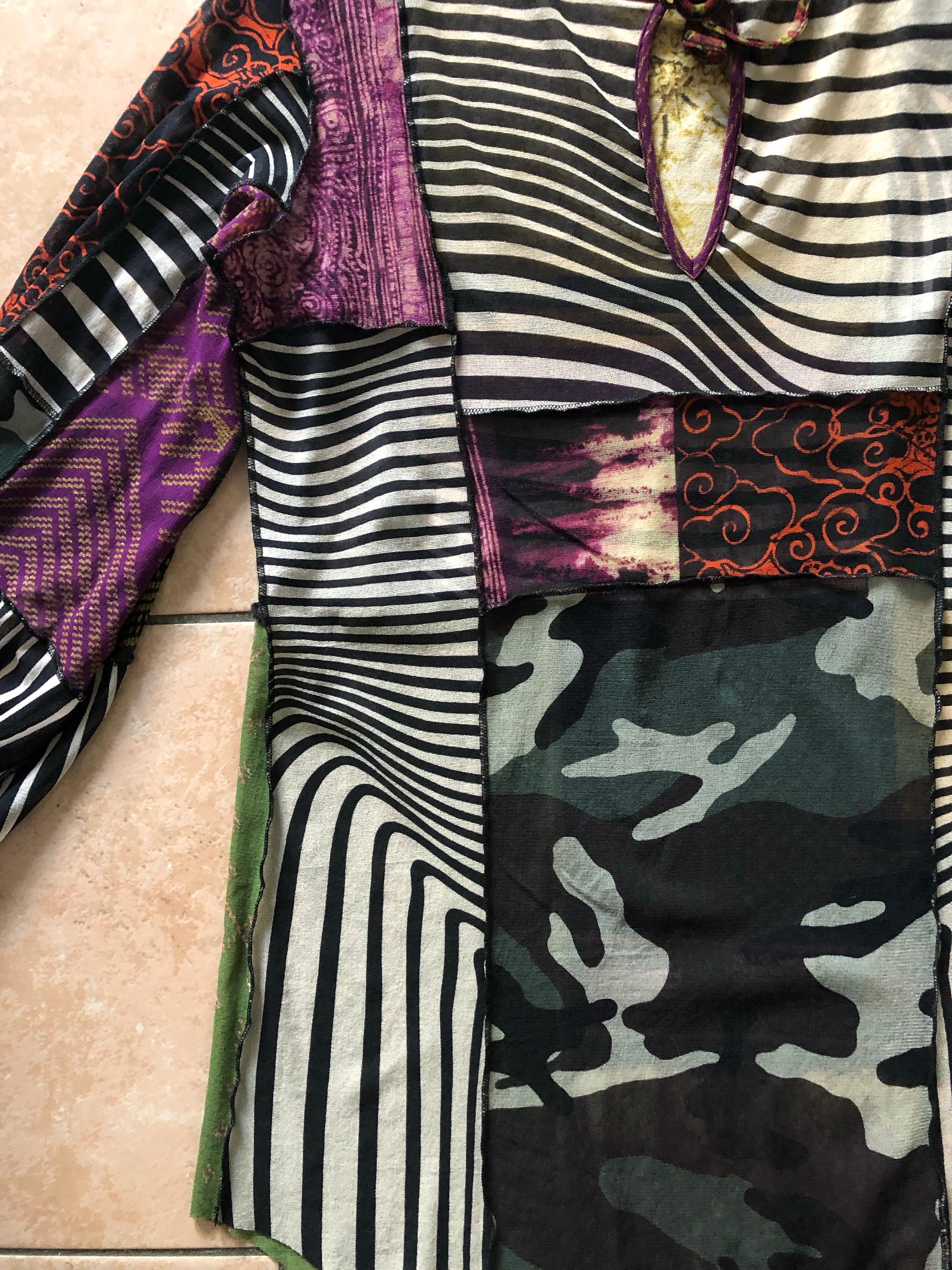 JEAN PAUL GAULTIER Tunique patchwork motif cyber dot en vente 1