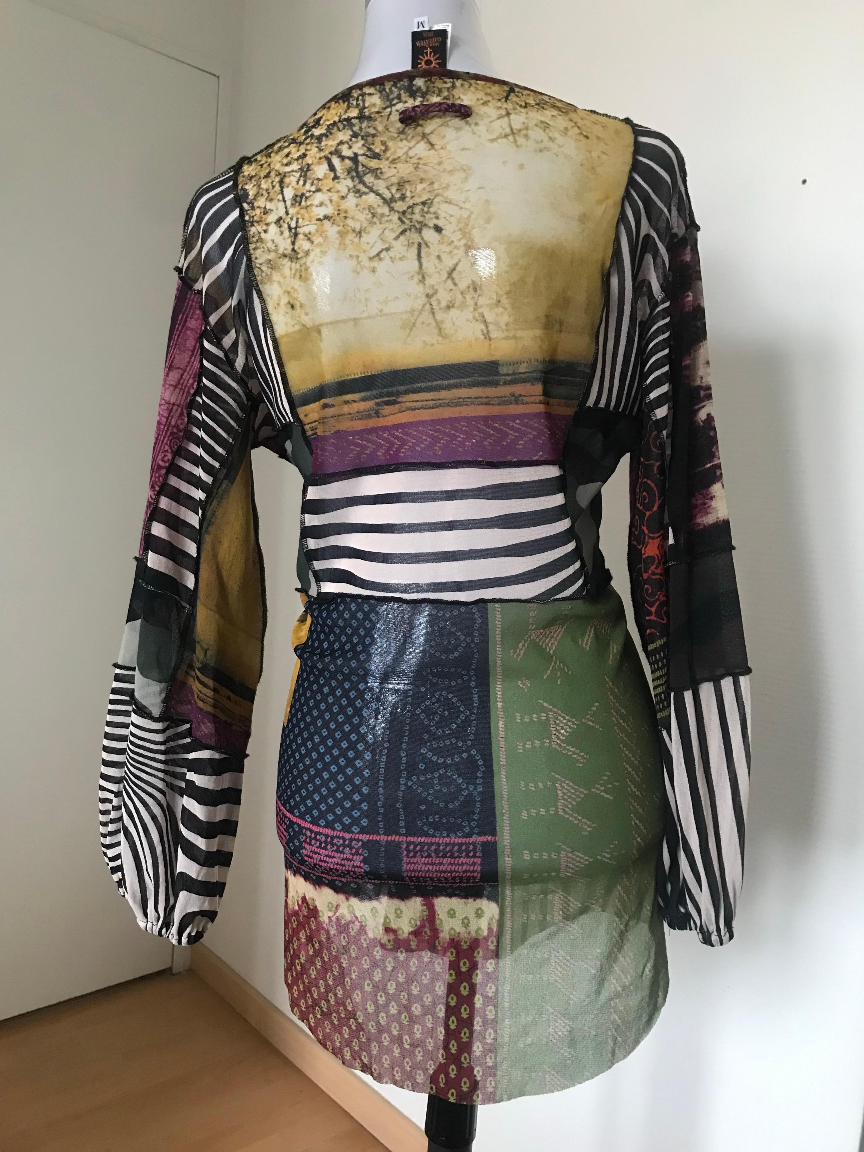 JEAN PAUL GAULTIER Tunique patchwork motif cyber dot en vente 2