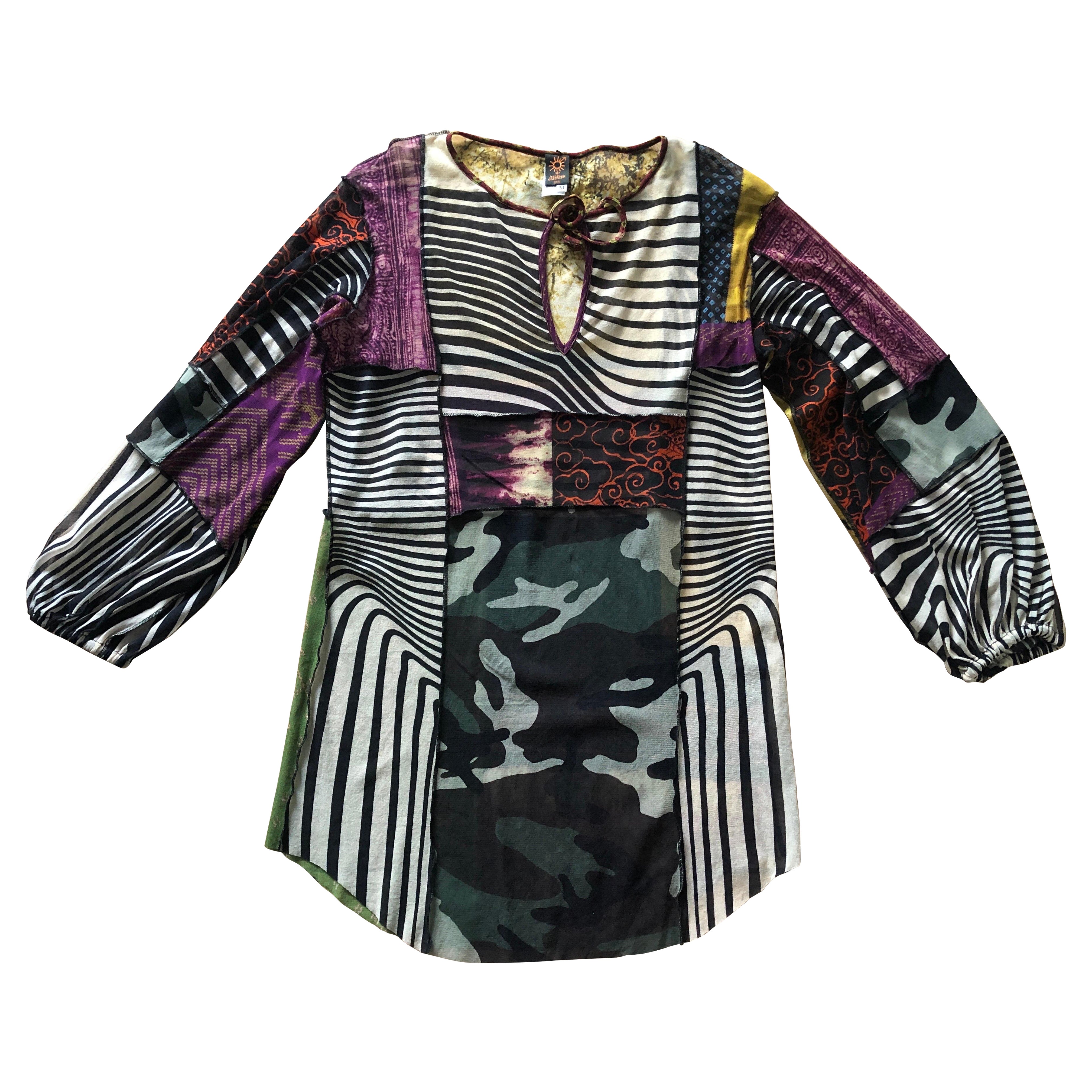 JEAN PAUL GAULTIER Tunique patchwork motif cyber dot en vente