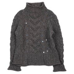 Pull en laine lourde Jean Paul Gaultier à col roulé détaillé pour hommes, taille L