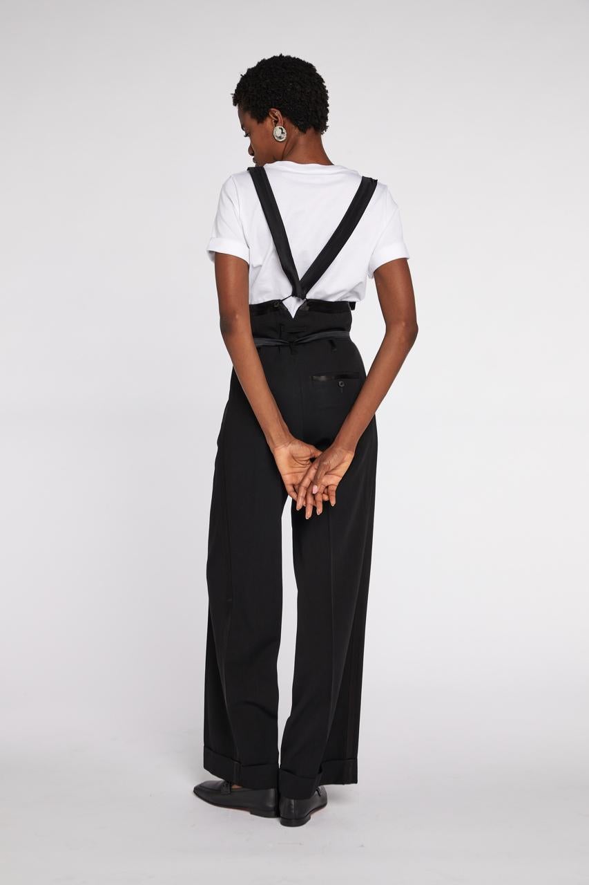 Jean Paul Gaultier Tuxedo Trousers with Satin Suspenders 00s In Excellent Condition For Sale In London, GB