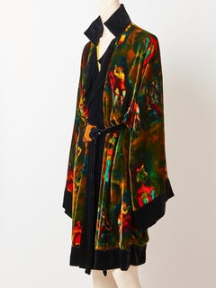 Jean Paul Gaultier Velvet Painterly Pattern Belted Kimono