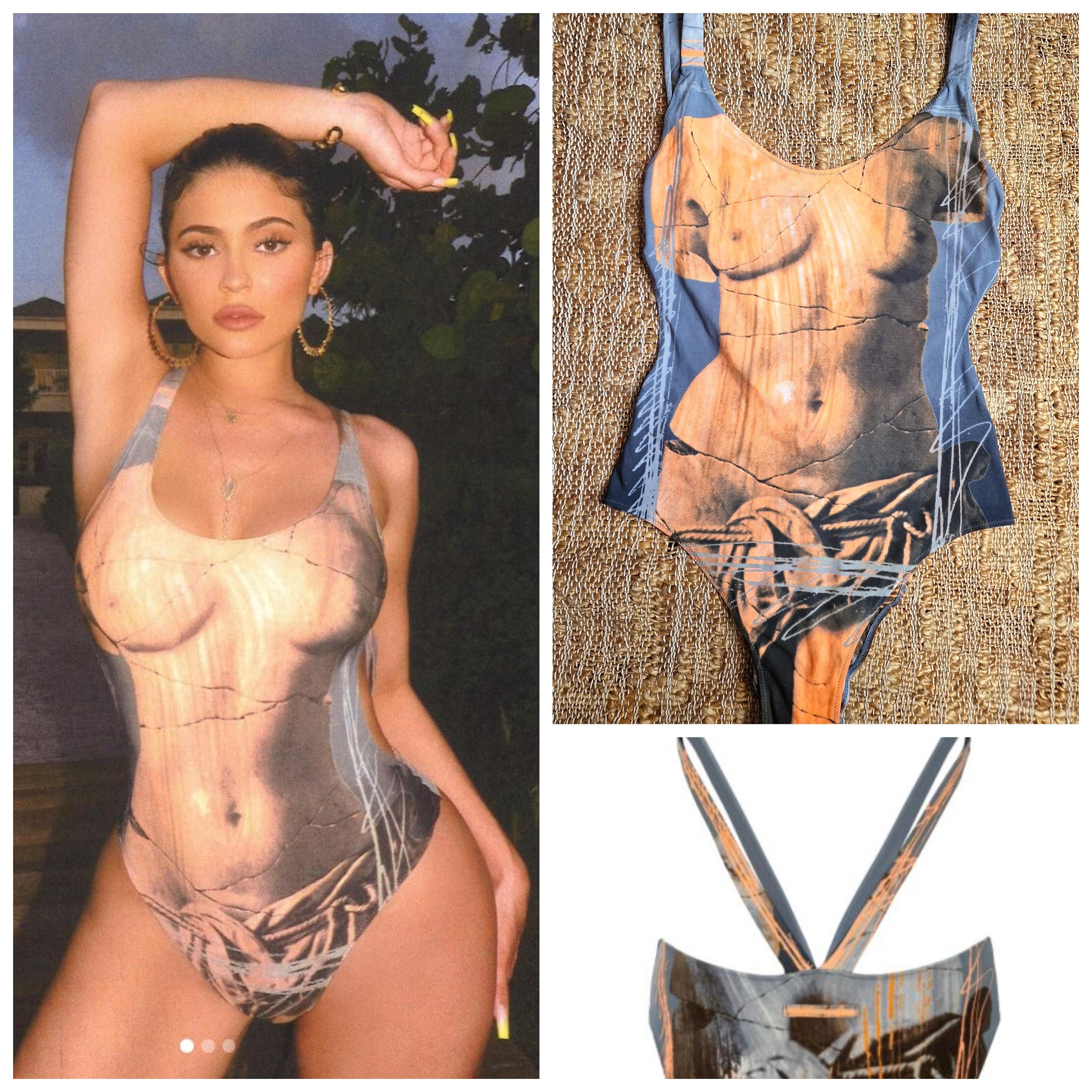 Iconic Jean Paul Gaultier swimsuit!
A rare spandex one-piece in the iconic printed Venus de Milo print from the spring 1999 collection.
The same was worn by Kylie Jenner!

NEW without Tag!

SIZE
Marked size: IT46.
Large.
Very stretchy