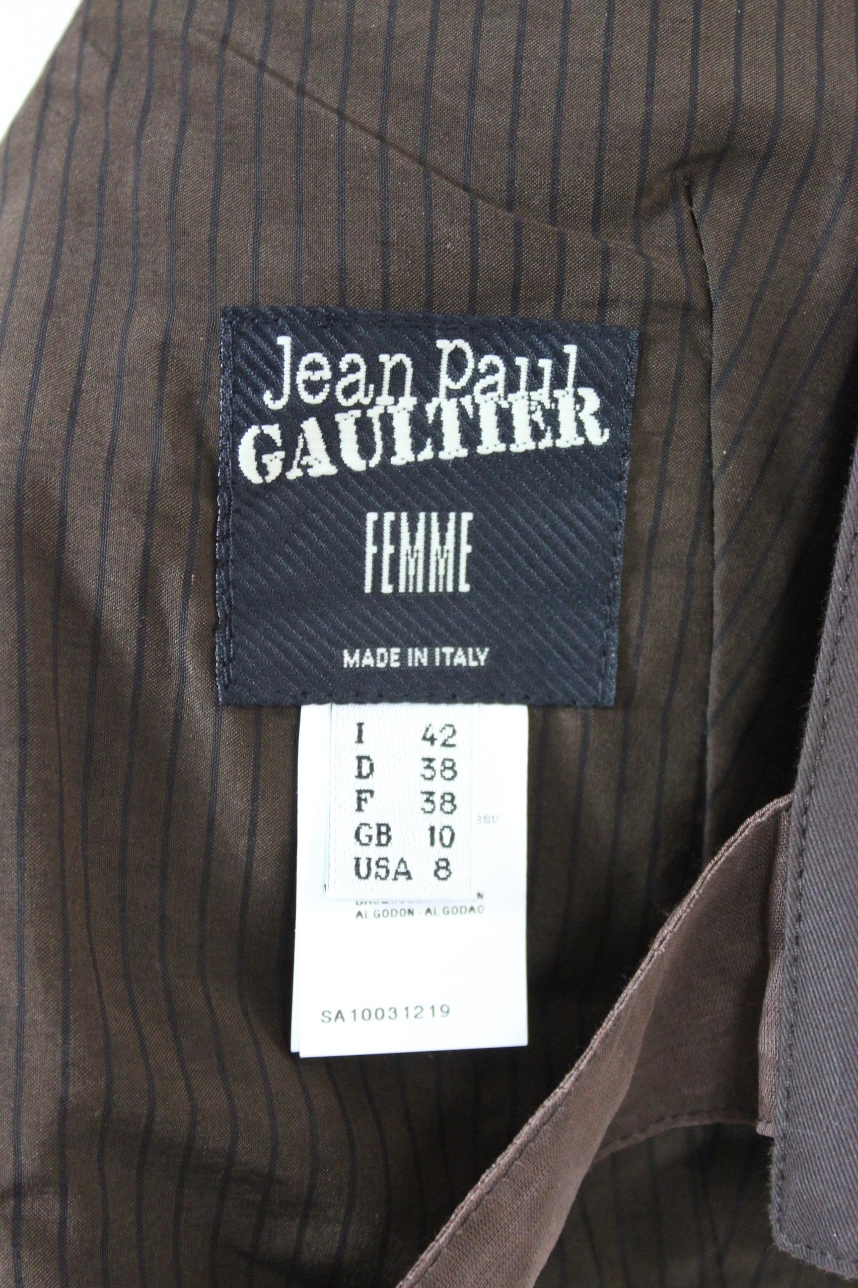 Jean Paul Gaultier Vest Corset Brown 1990s Cotton Striped Waistcoat Gilet  1