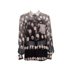 Jean Paul Gaultier Victorian Printed Sheer Silk Studded Shirt M