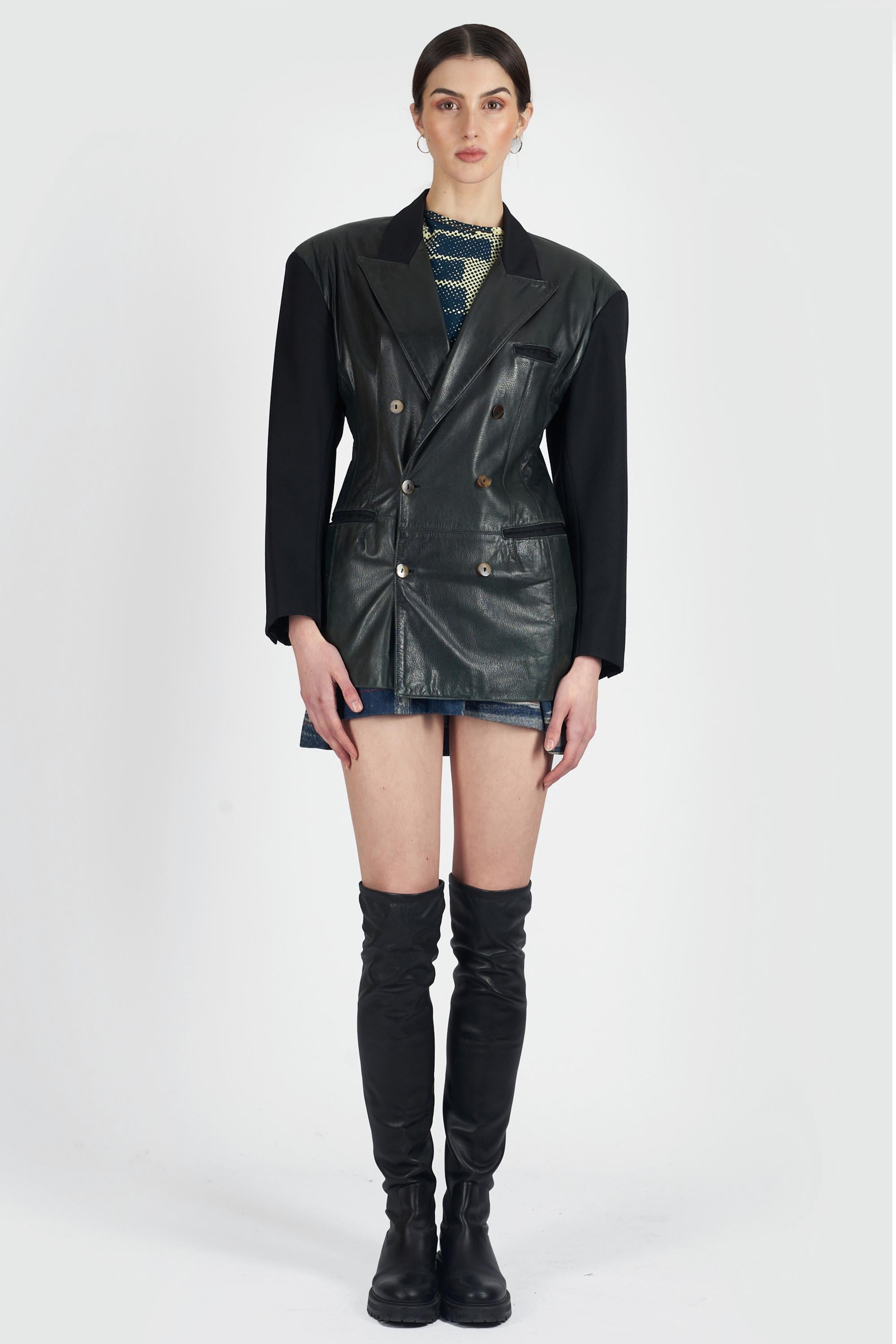 Women's Jean Paul Gaultier Vintage 1980’s Leather Double Breasted Blazer For Sale