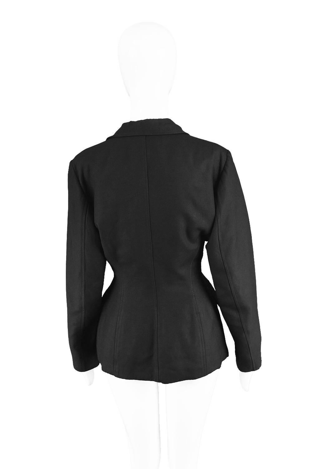 Jean Paul Gaultier Vintage 1980s Women's Black Double Breasted Blazer Jacket For Sale 3