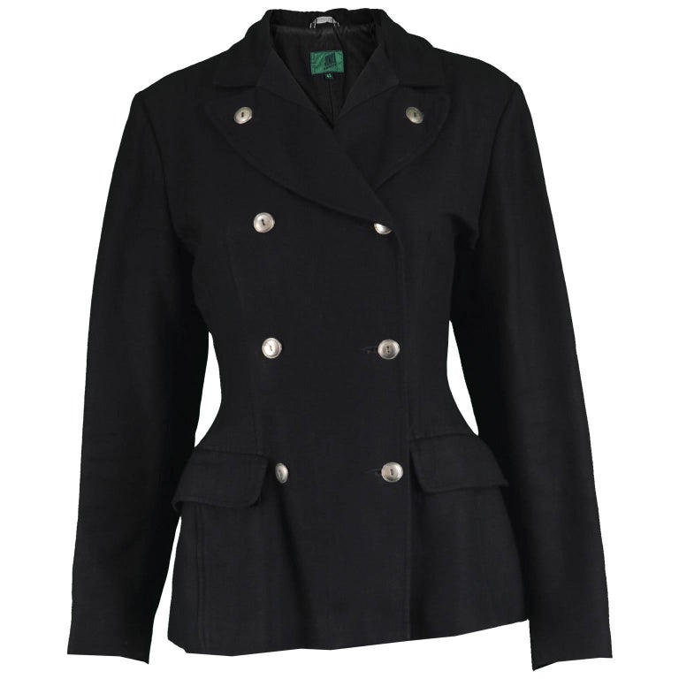 Jean Paul Gaultier Vintage 1980s Women's Black Double Breasted Blazer