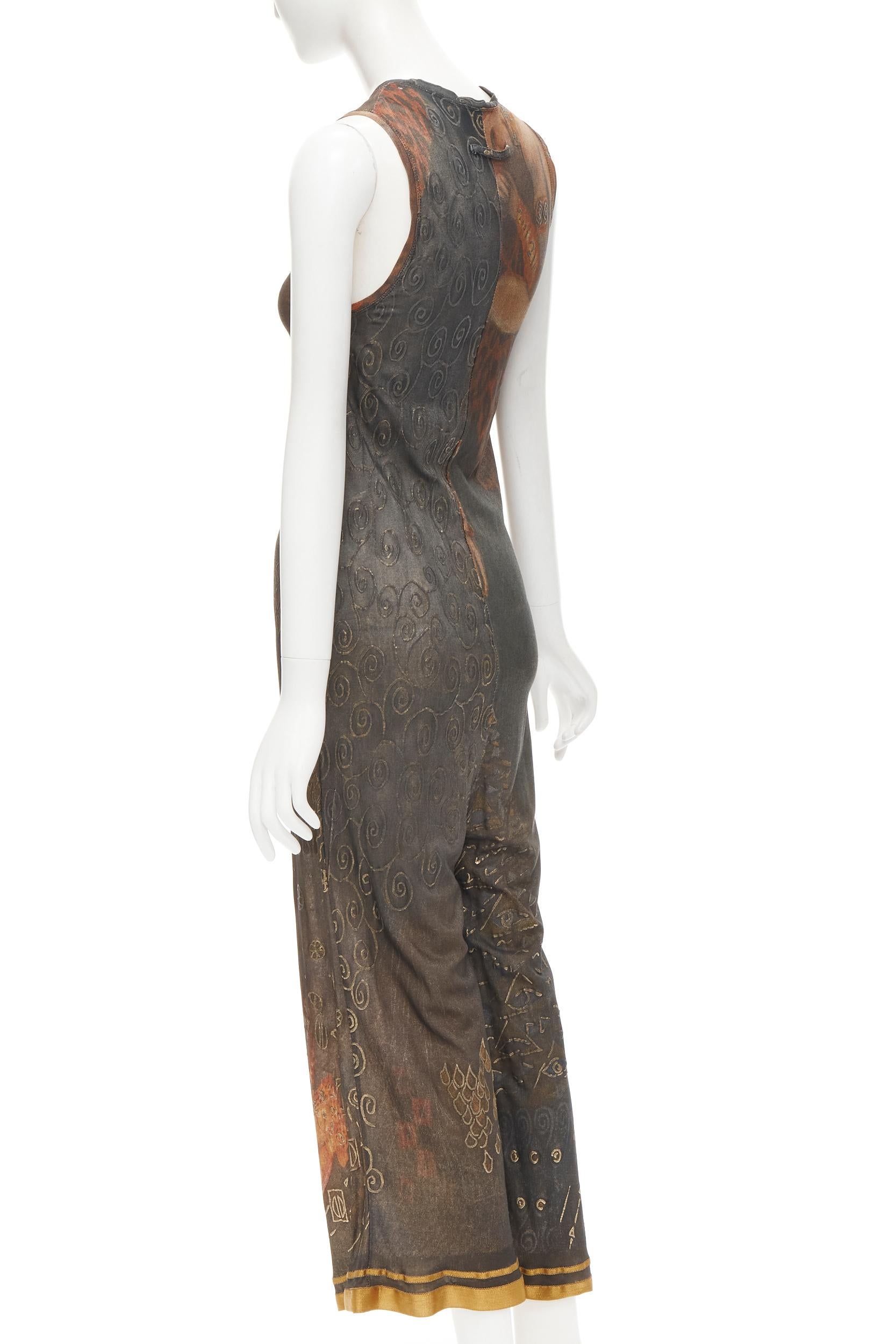JEAN PAUL GAULTIER Vintage 1989 Klimt ethnic face print jumpsuit IT38 S In Good Condition In Hong Kong, NT