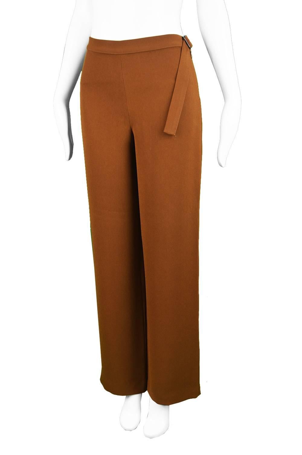 Jean Paul Gaultier Vintage Brown Crepe Wide Leg Palazzo Trouser Suit, 1990s  5