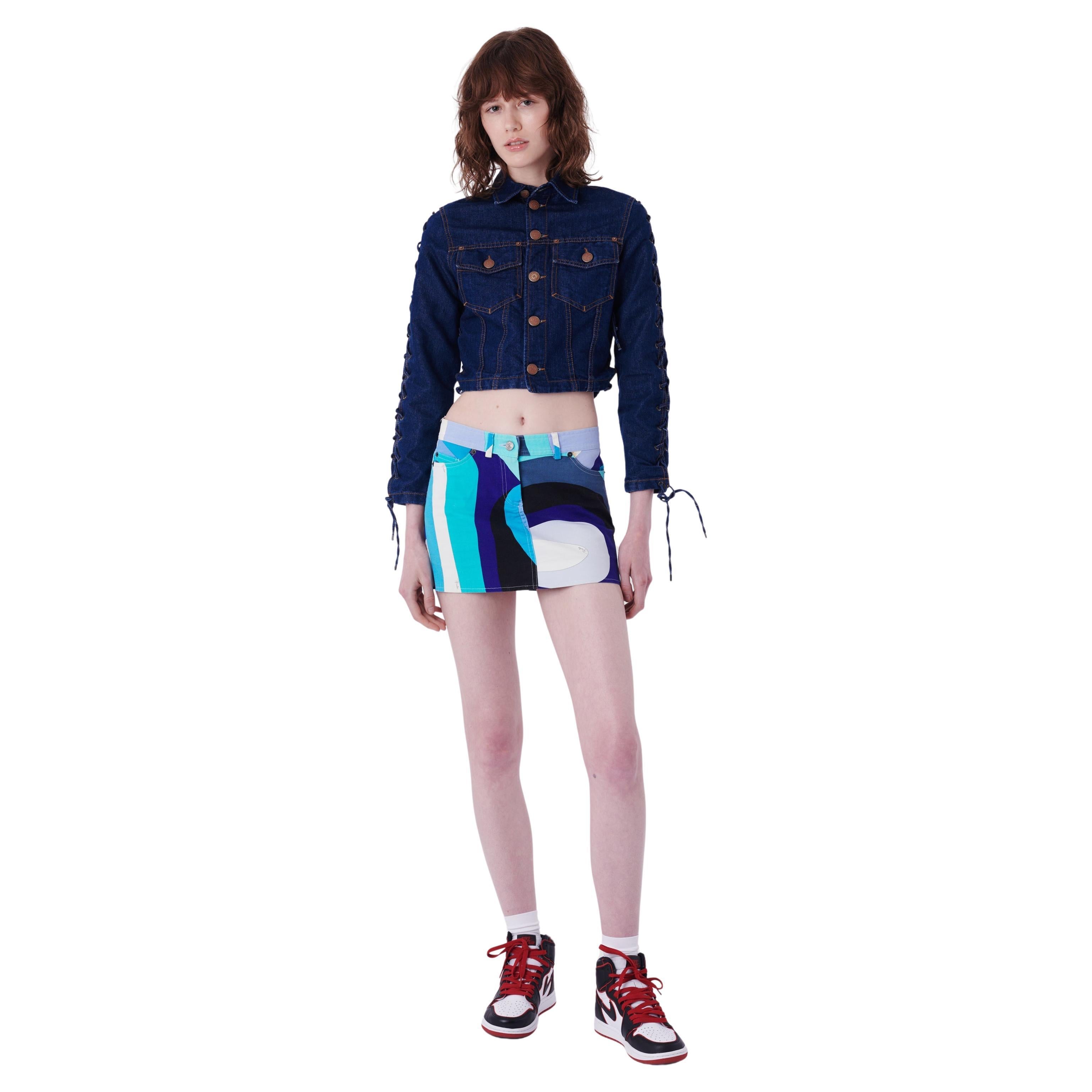 Jean Paul Gaultier Vintage 1990's Denim Lace Jacket For Sale