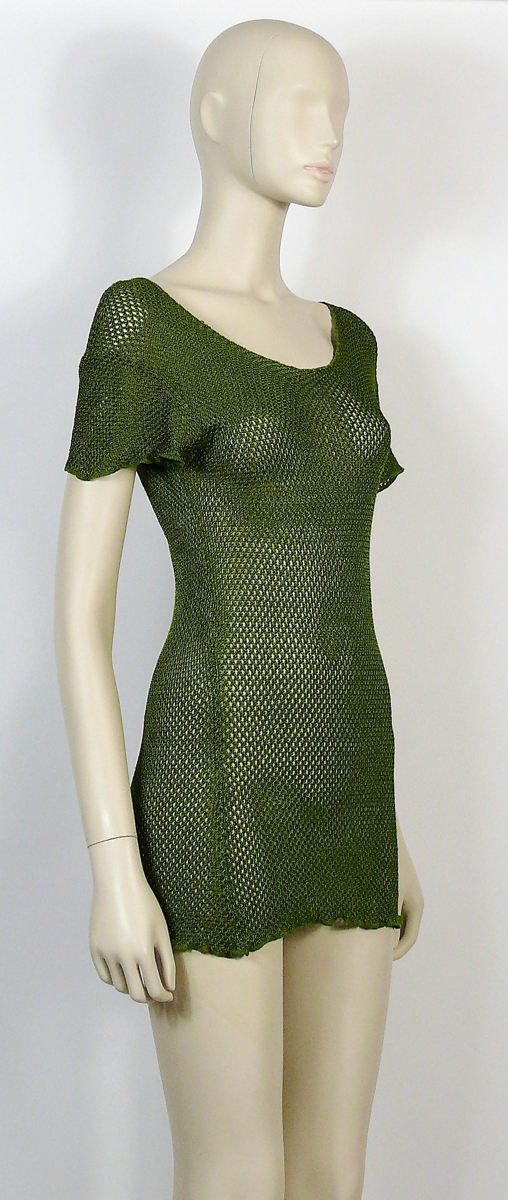 green fishnet dress