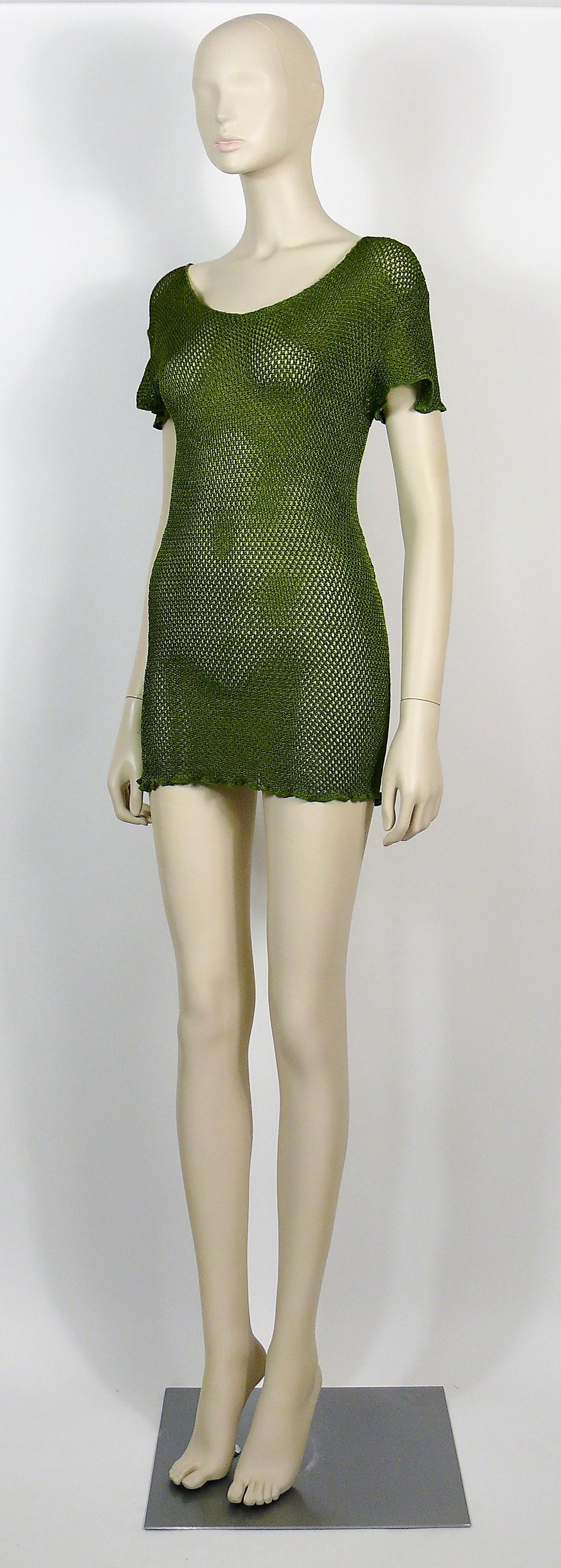 Black Jean Paul Gaultier Vintage 1990s Green Fishnet Mini Dress