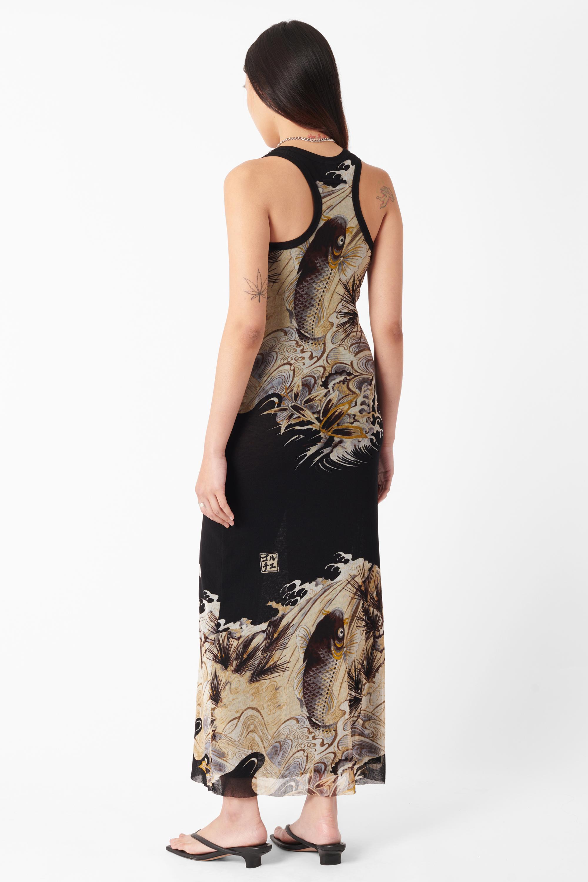 Jean Paul Gaultier Vintage 1990’s Koi Fish Mesh Dress & Cardigan Co-ord In Excellent Condition In London, GB