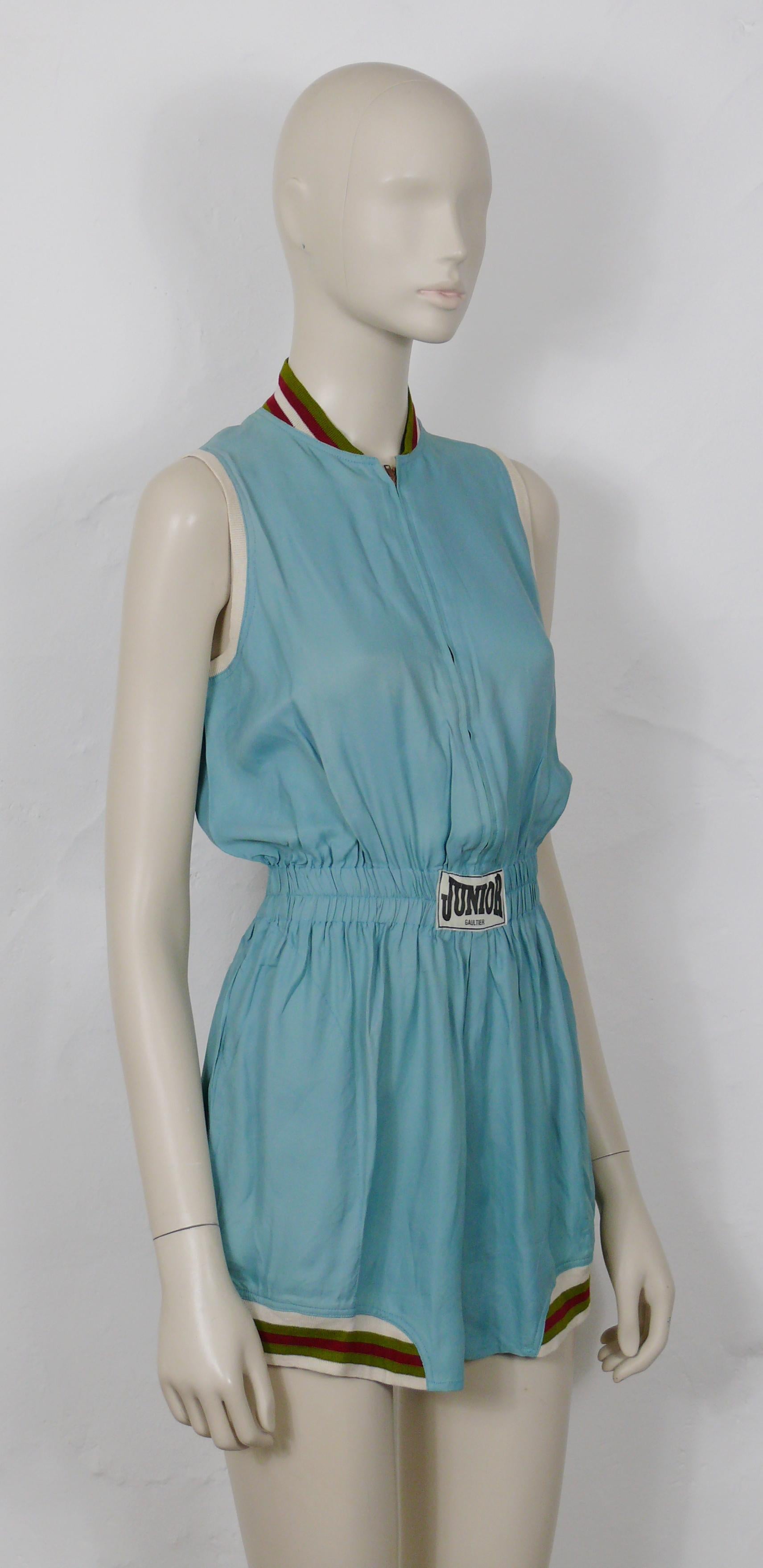 Green Jean Paul Gaultier Vintage 1990s Turquoise Blue Shortall For Sale