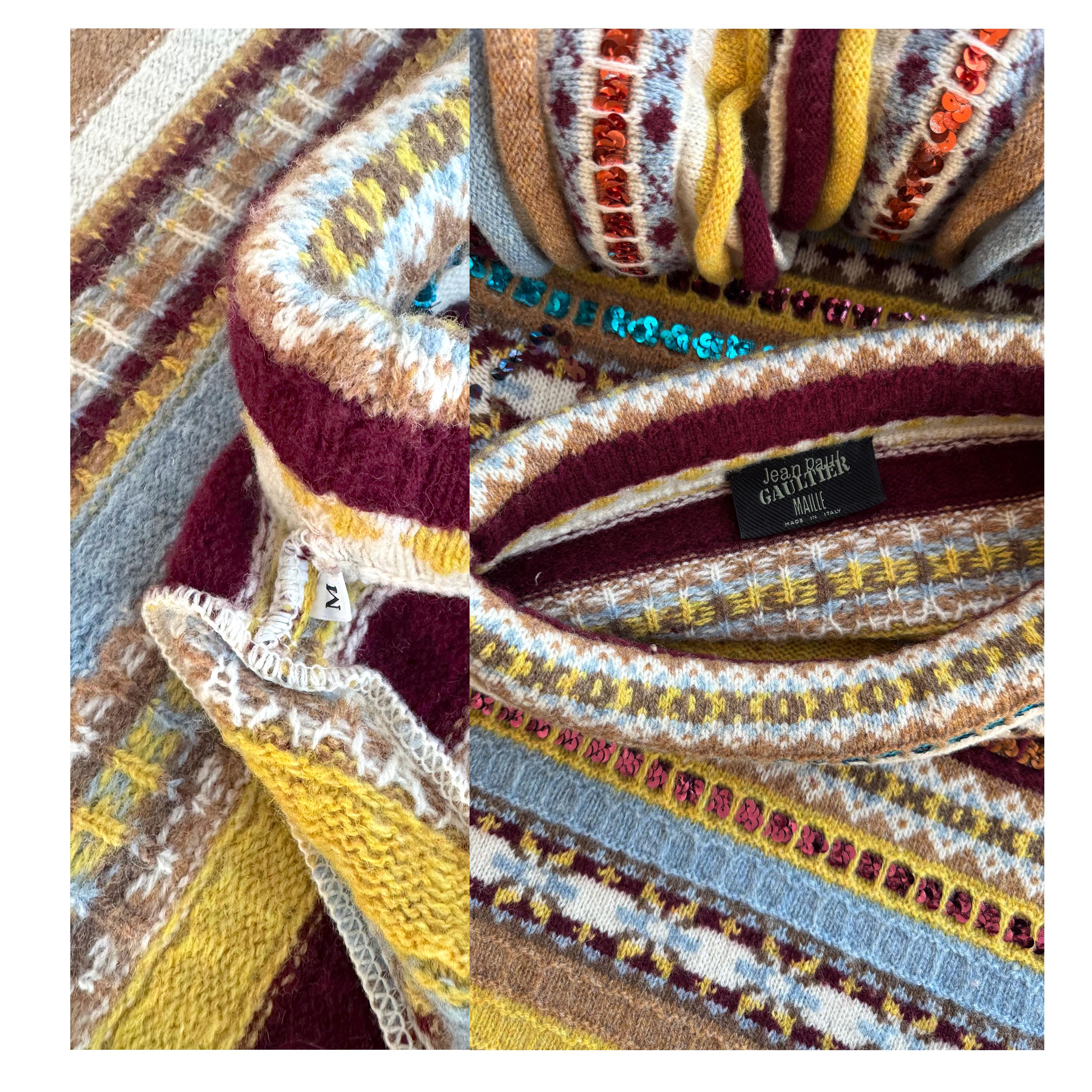 Jean Paul Gaultier Vintage 1990s Gestreiftes Maxikleid aus Wolle und mit Pailletten besetzt im Angebot 6