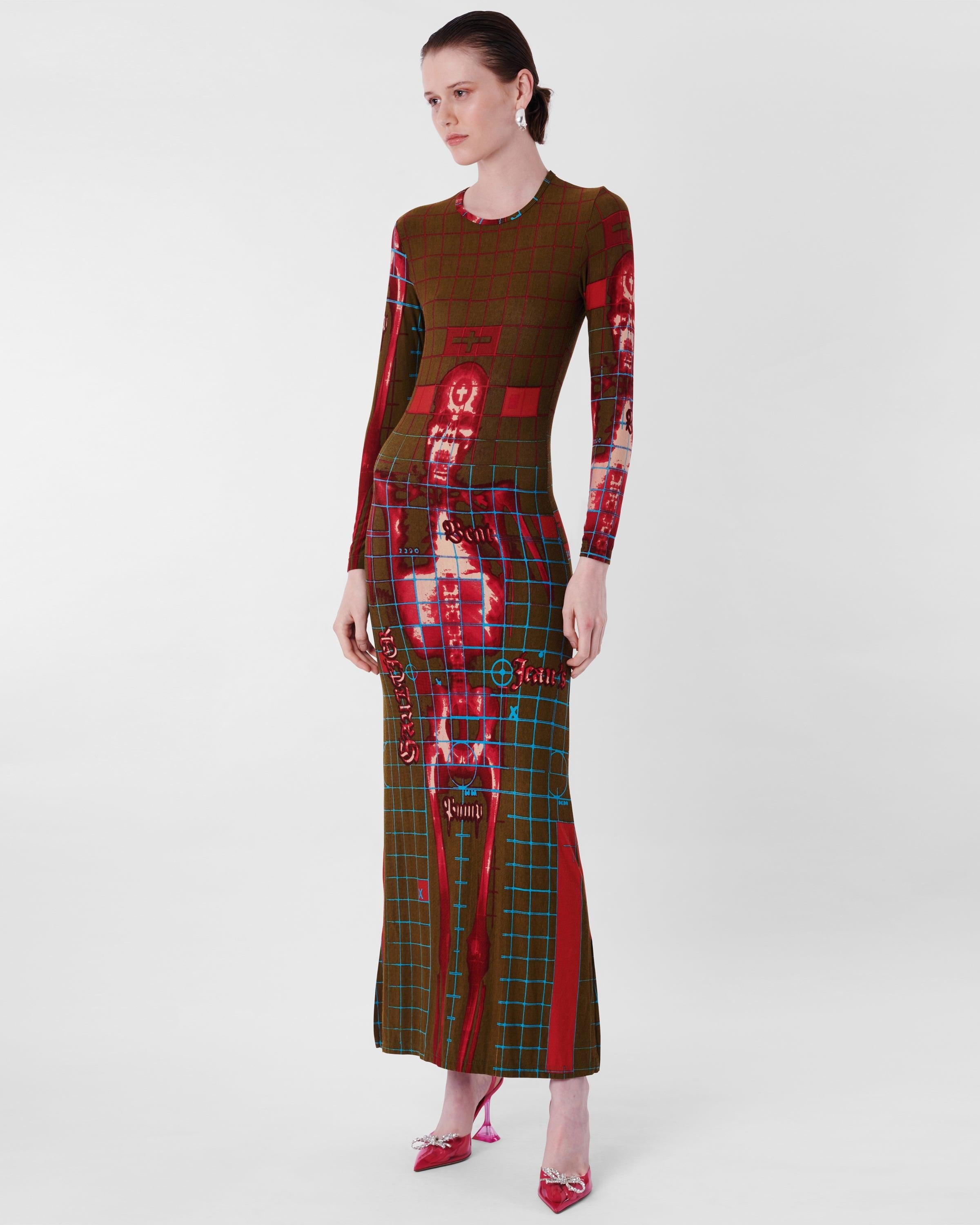 Nous sommes heureux de vous présenter cette icône de Jean Paul Gaultier Vintage 1996. 
Robe squelette à rayons X 