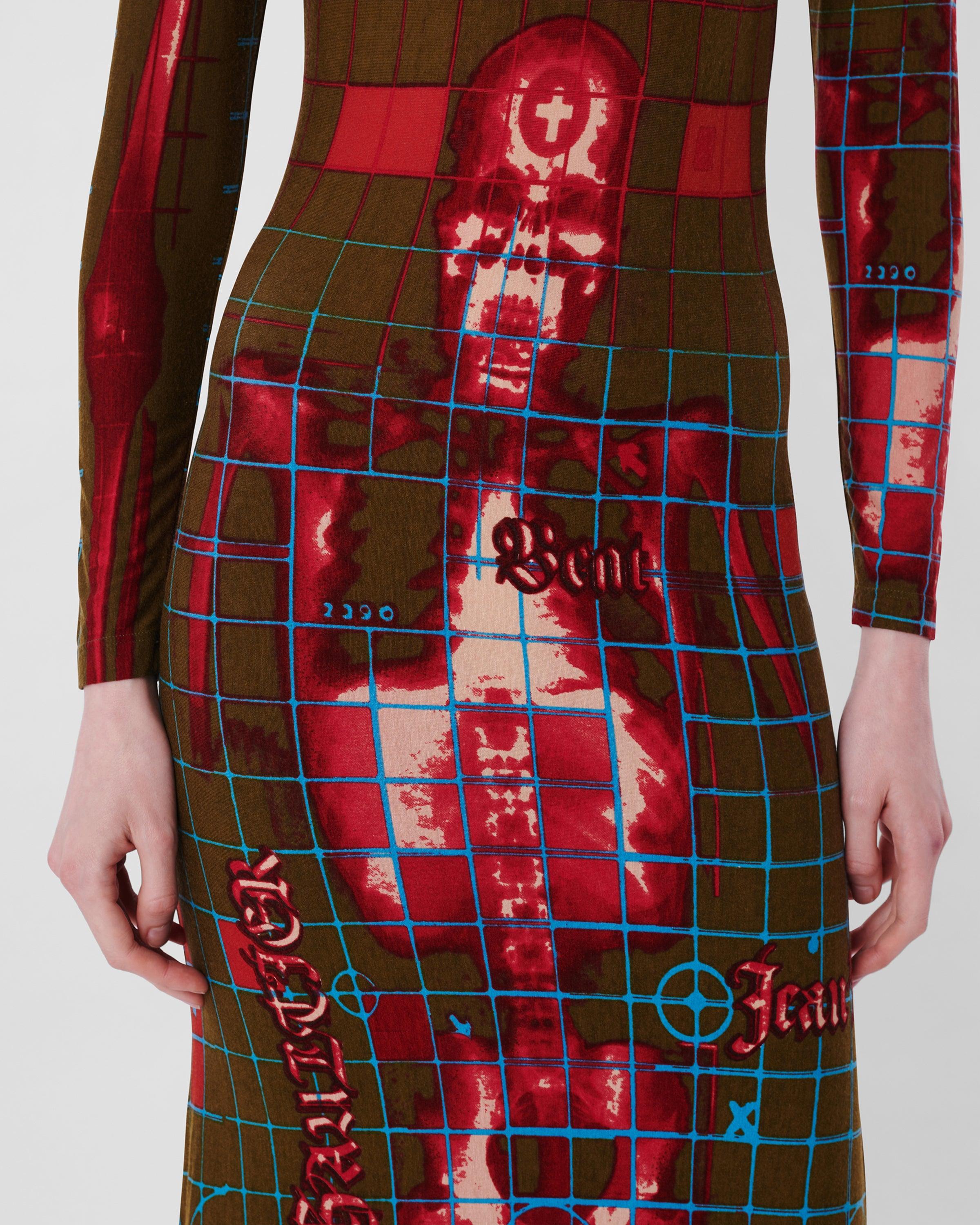 Marron Robe squelette vintage Jean Paul Gaultier Cyberbaba à rayons X, 1996