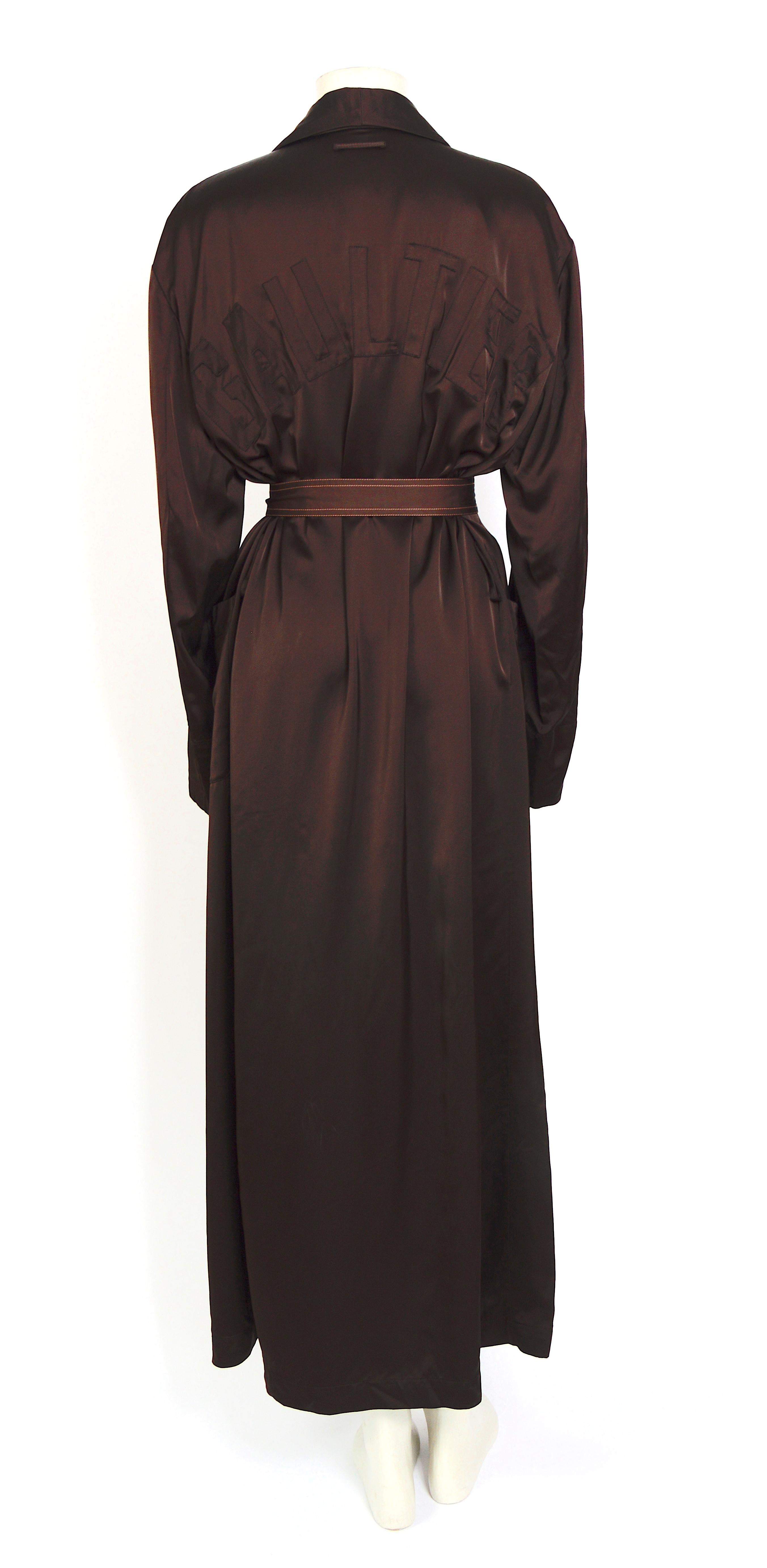 Black Jean Paul Gaultier vintage 90s signed Gaultier back chocolate brown robe coat 