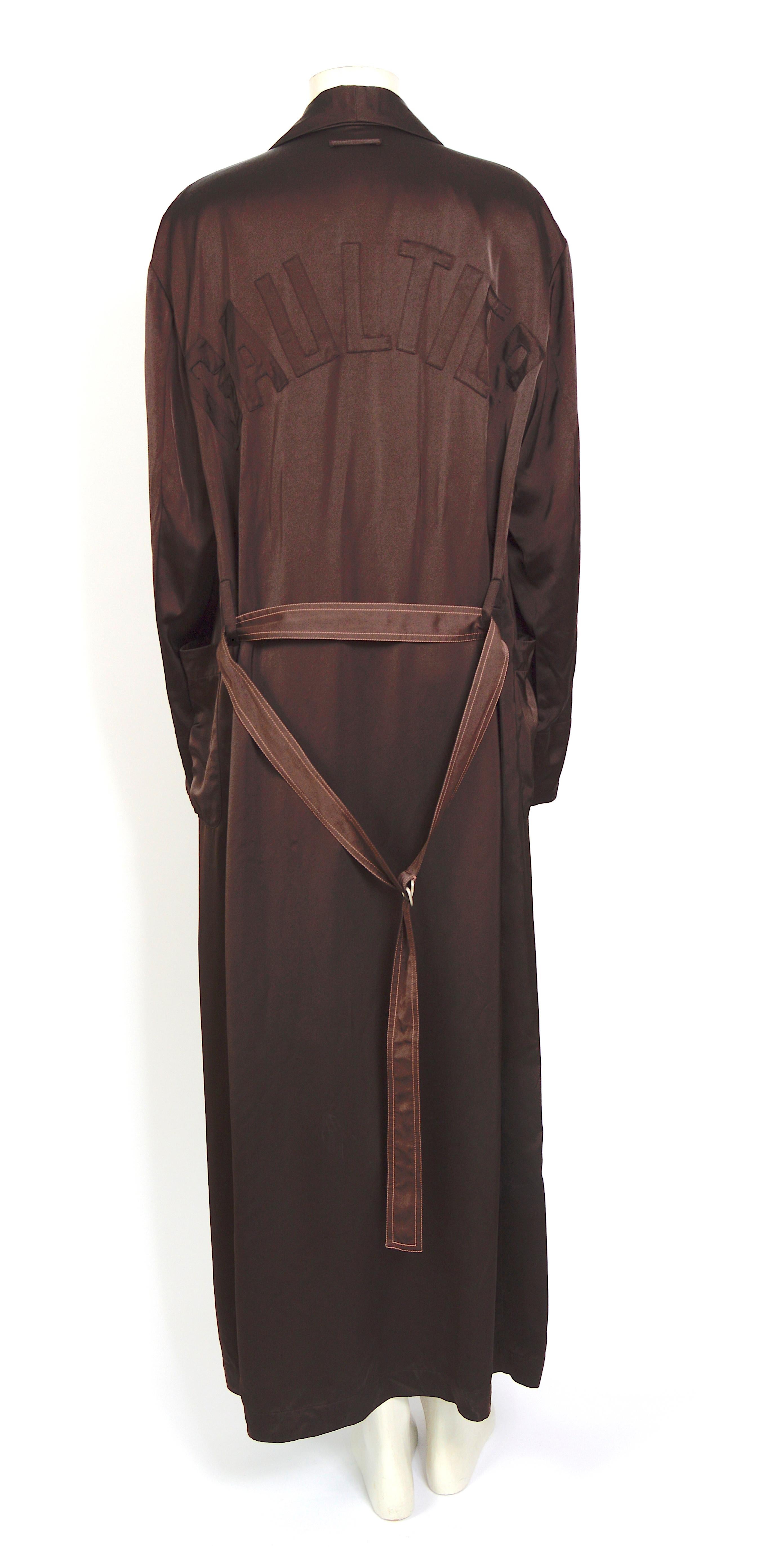 Jean Paul Gaultier vintage 90s signed Gaultier back chocolate brown robe coat  In Excellent Condition In Antwerp, BE