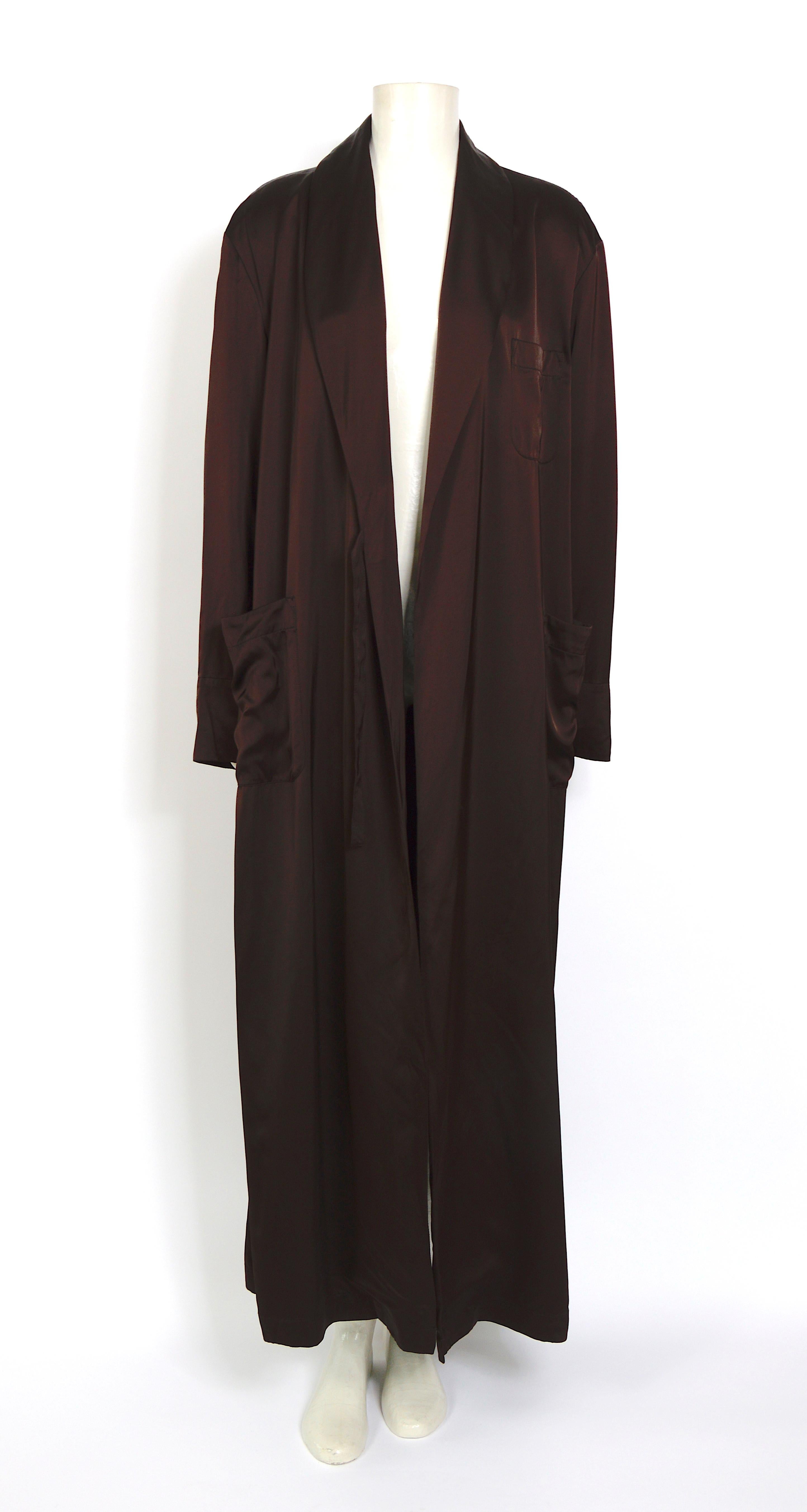 Women's or Men's Jean Paul Gaultier vintage 90s signed Gaultier back chocolate brown robe coat 