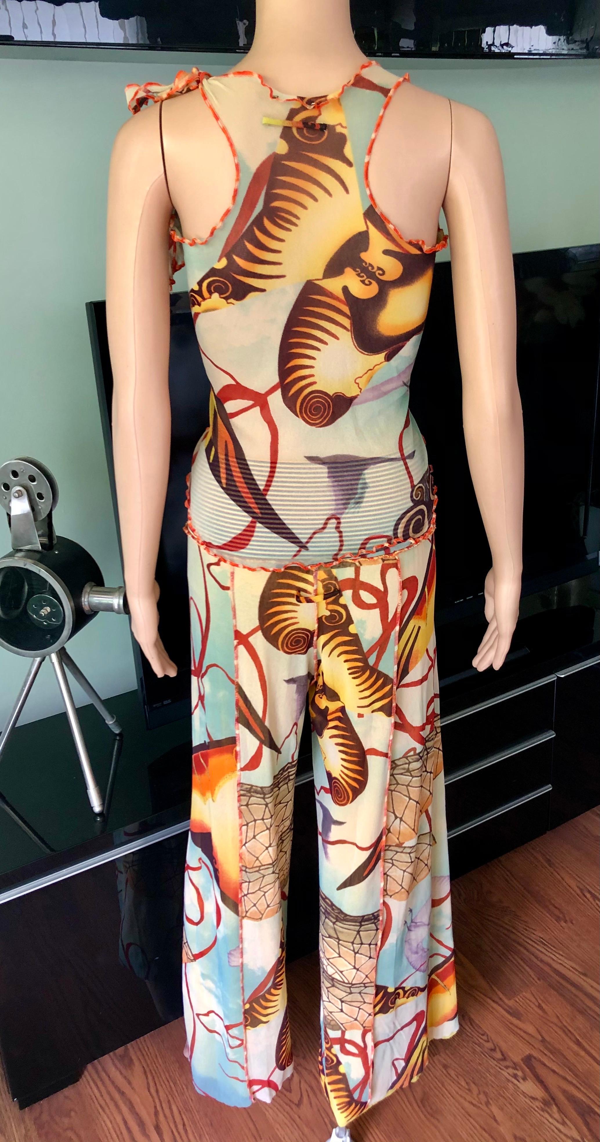 Jean Paul Gaultier S/S 2005 Abstract Salvador Dali Print Top & Pants 2 Piece Set  Size S

Please note all tags have been removed from the top due to the sheerness but the pants do include the designer tag. 

