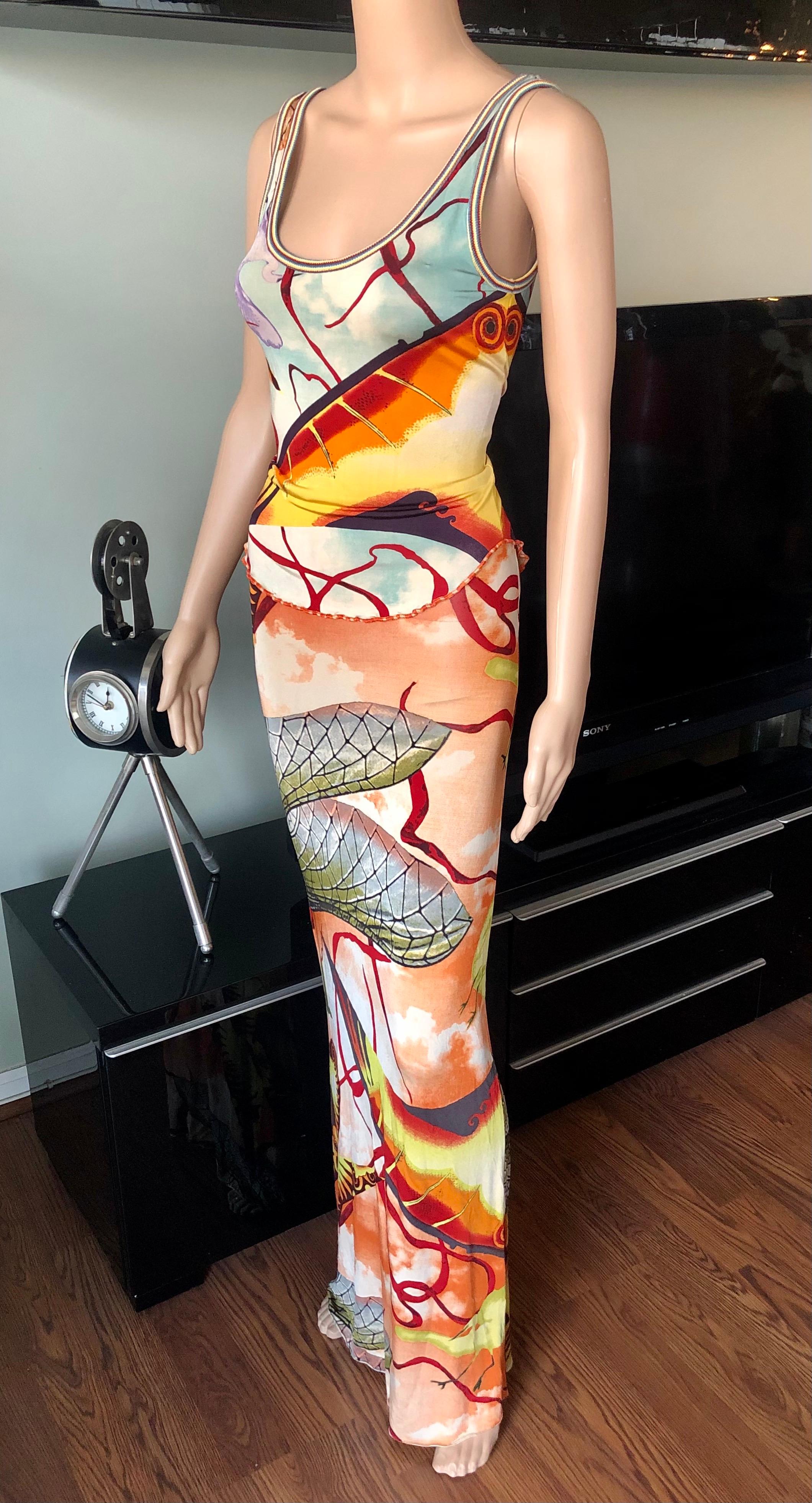 Jean Paul Gaultier Vintage Unworn with Tags Abstract Salvador Dali Print Tank Top & Maxi Skirt 2 Piece Set Size S

