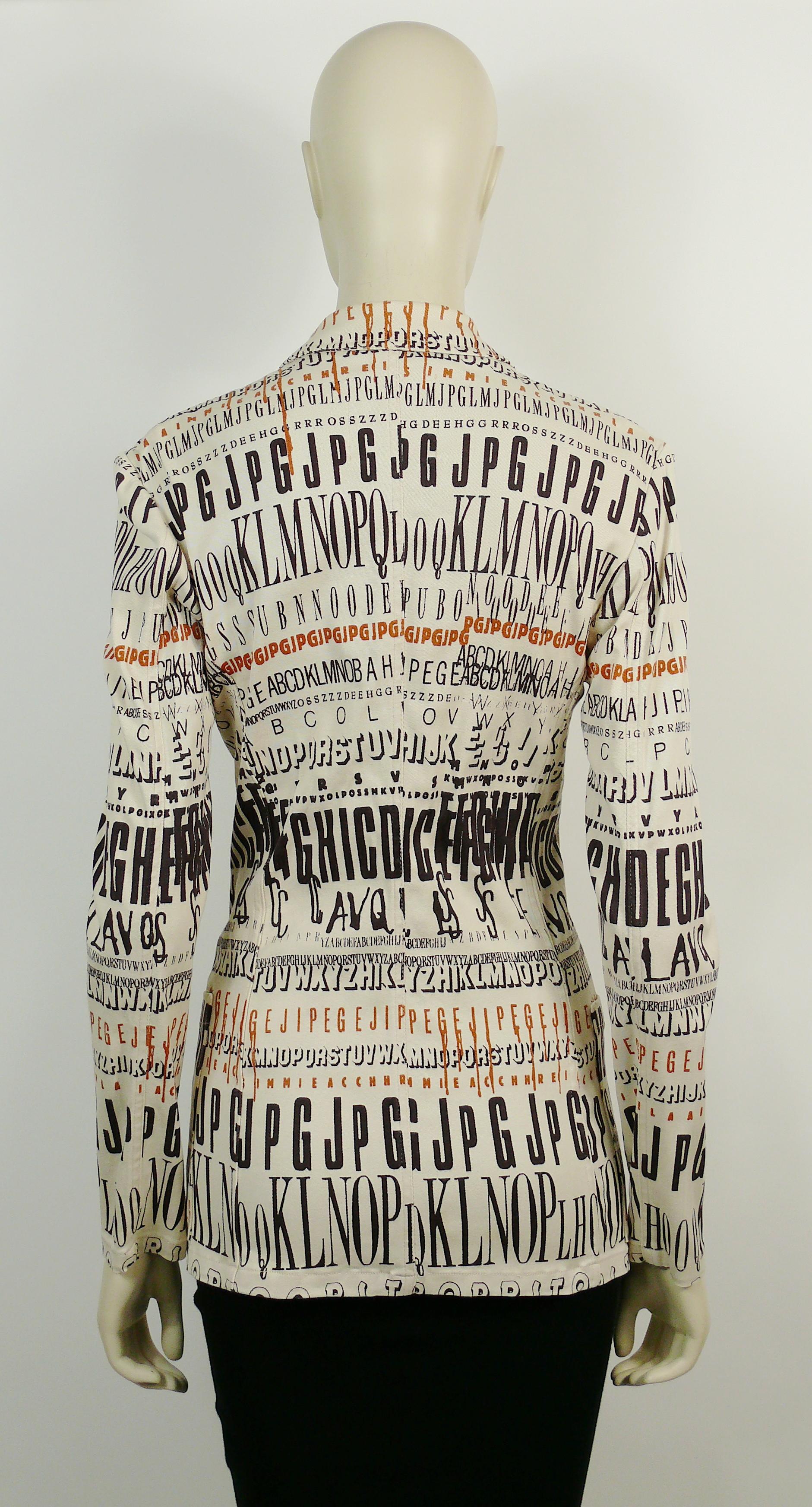 Jean Paul Gaultier Vintage Alphabet Print Jacket Size S For Sale 2